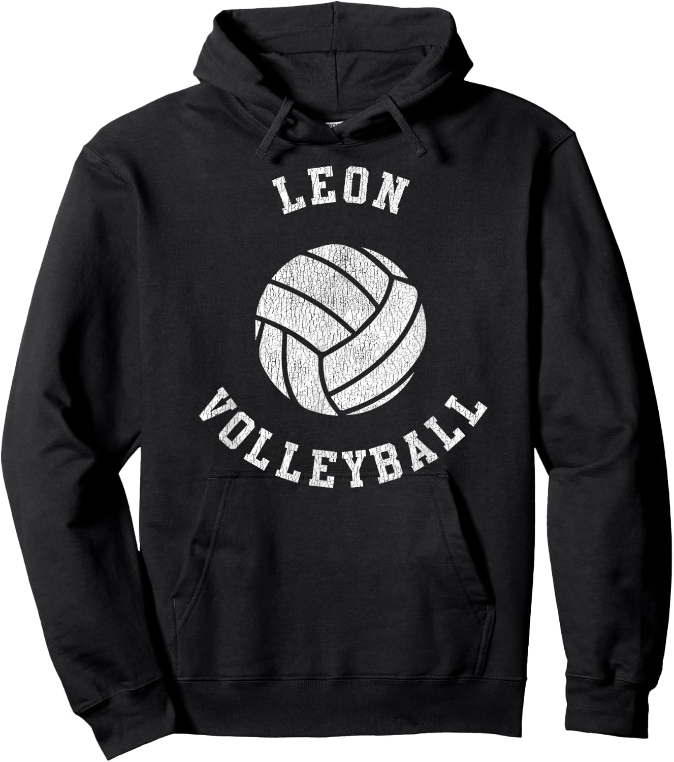 Leon Volleyball Retro Distressed Team VB Graphic Hoodie - Hoodie | Black