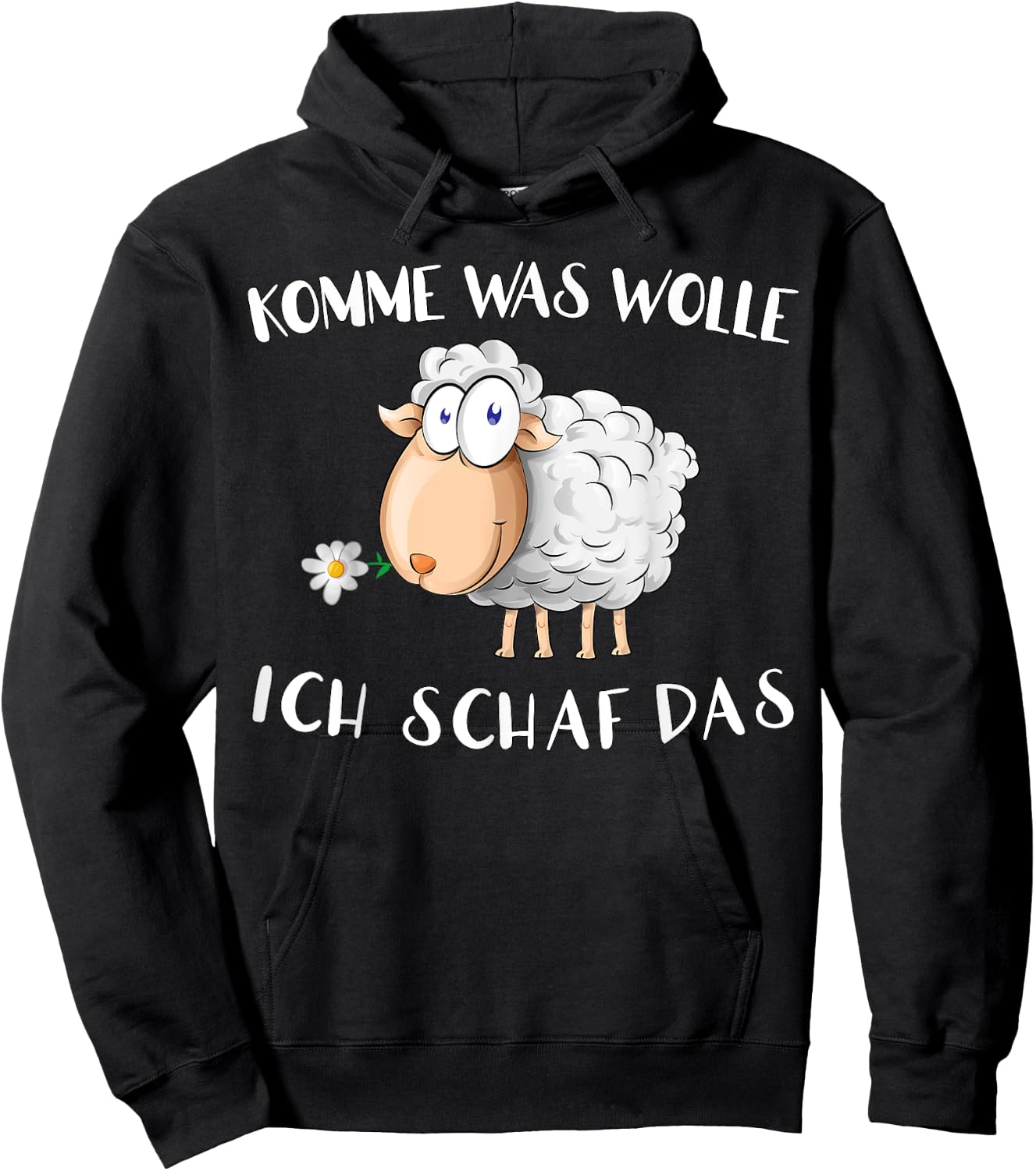 with German Text "Komm Was Wolle - ich Schaf das " Funny Sheep Word Game Hoodie - Hoodie | Black