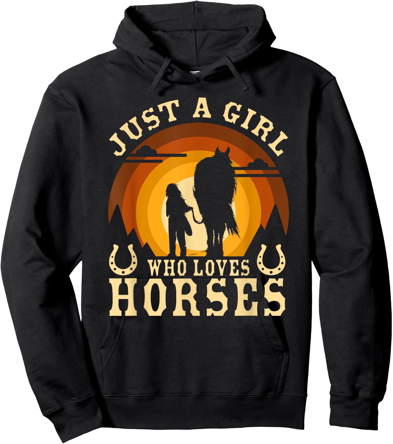 Vintage Horse Graphic Design - Just A Girl Who Loves Horses Hoodie - Hoodie | Black