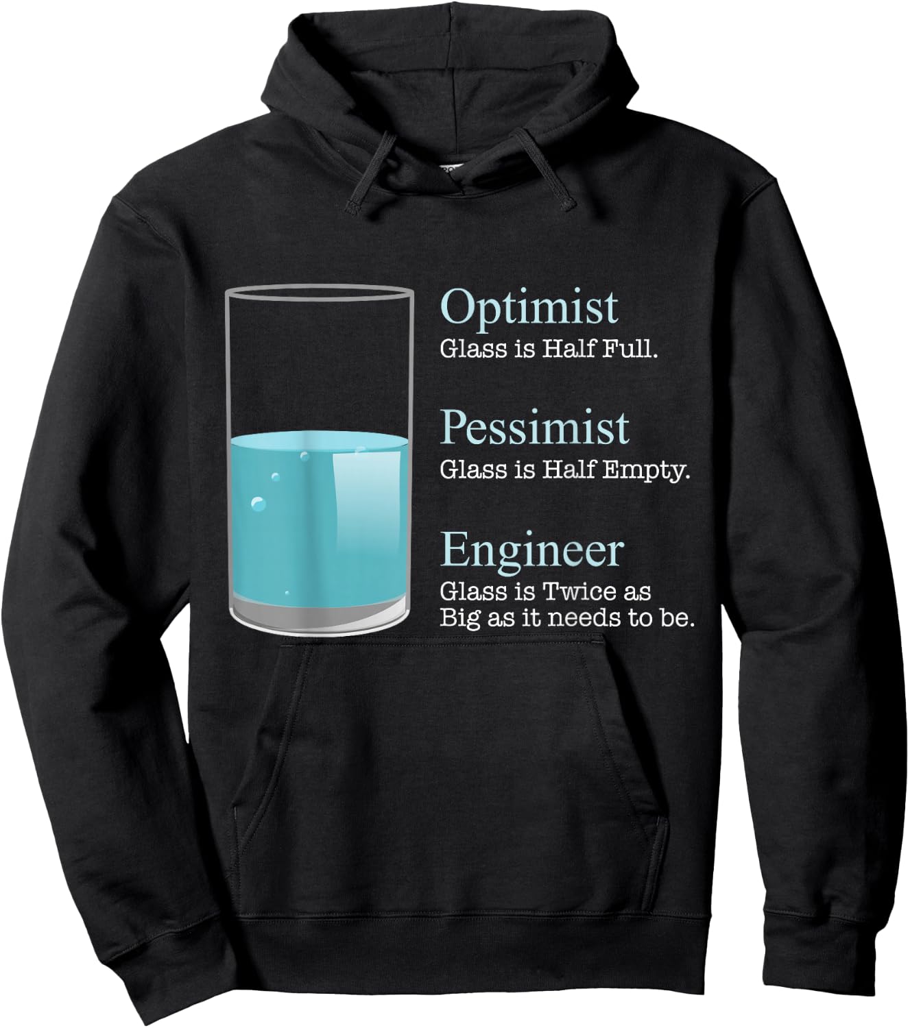 Funny Engineering - Engineer - Herren - -Erwachsene - Klein - Schwarz - Klassisch - Lockere Passform Kurzarm - Optimist Pessimist Engineer Funny Hoodie - Hoodie | Black