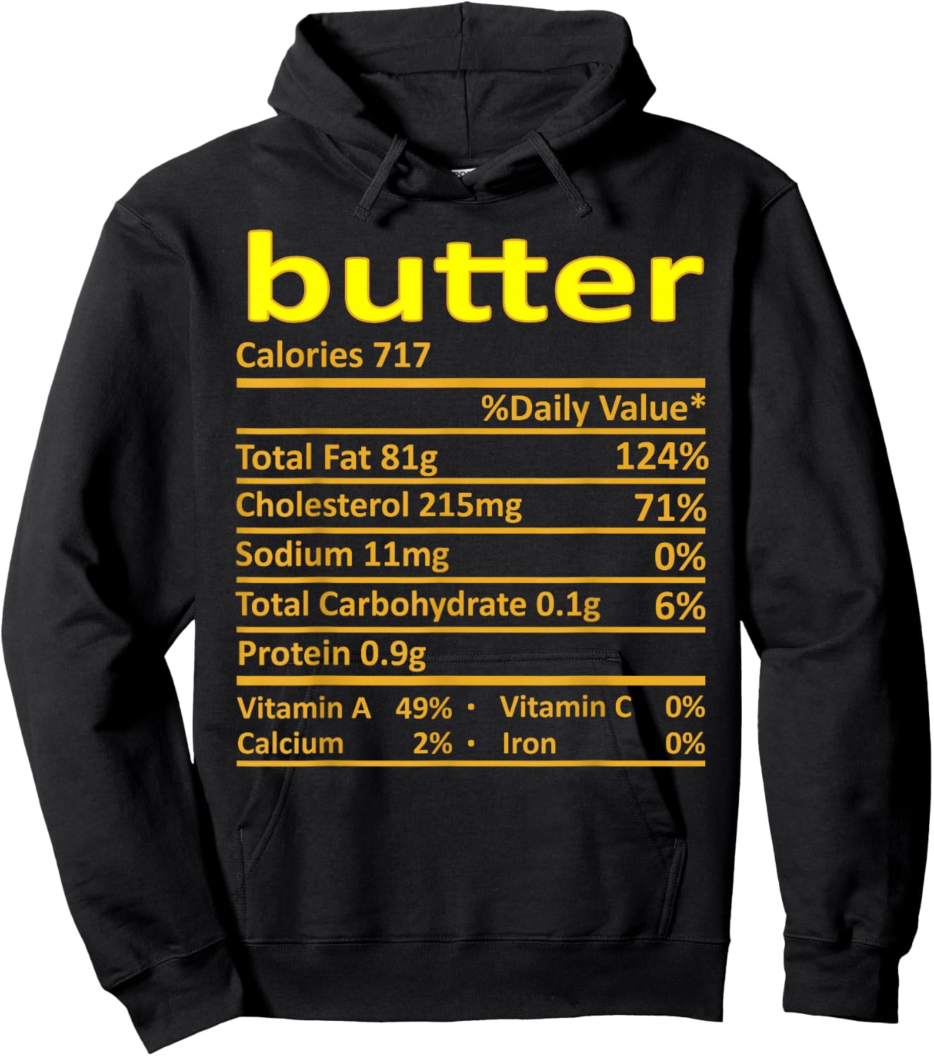 Butter Nutrition Funny Thanksgiving Costume Food Christmas Hoodie - Hoodie | Black