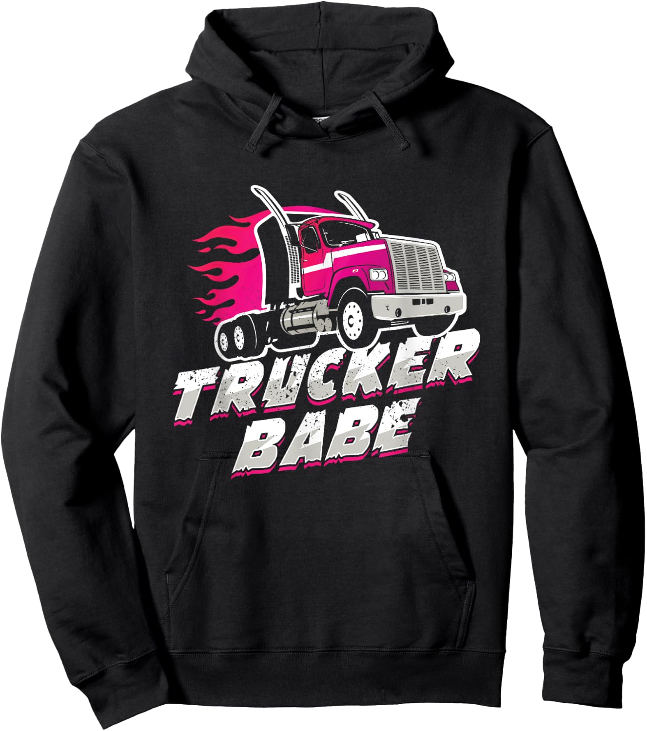 Awesome Trucker Babe Trailer Truck Driver Women Girls Hoodie - Hoodie | Black
