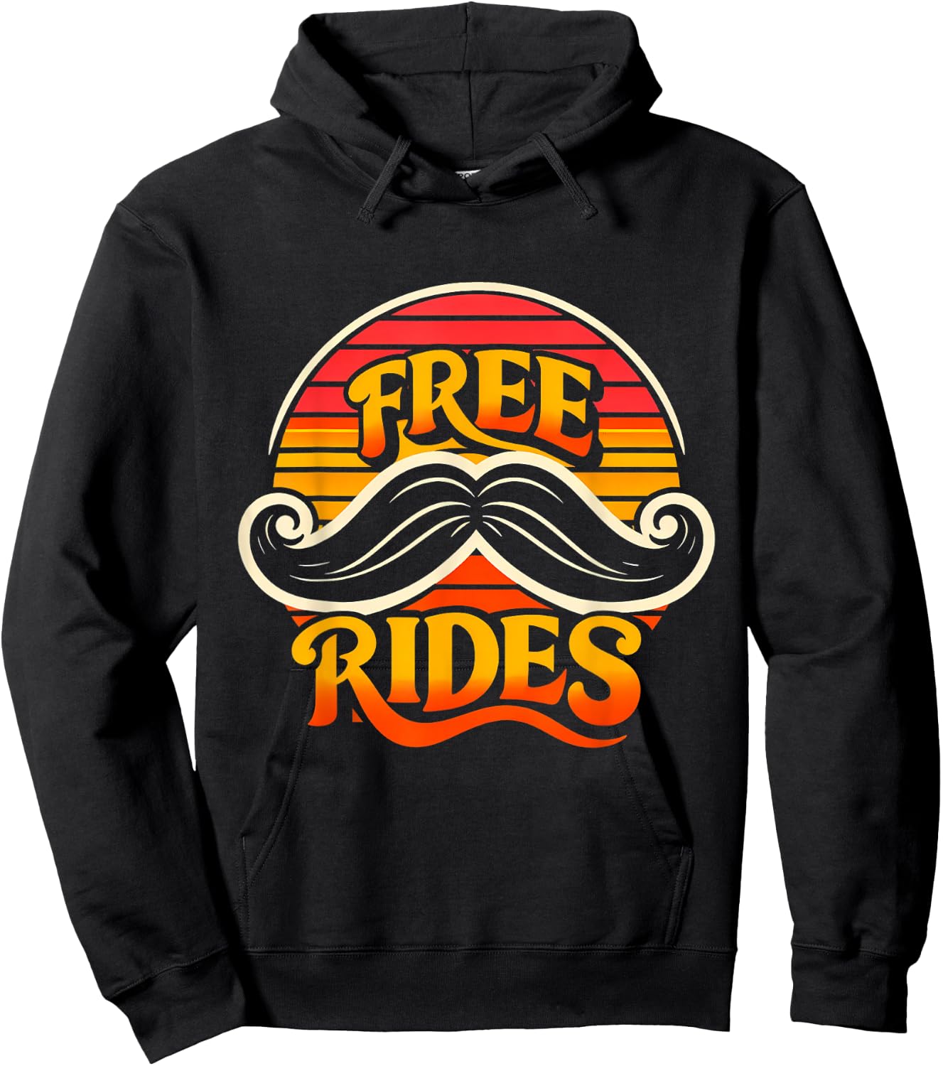 Free Moustache Rides Funny Retro Graphic for Beard Lovers Hoodie - Hoodie | Black