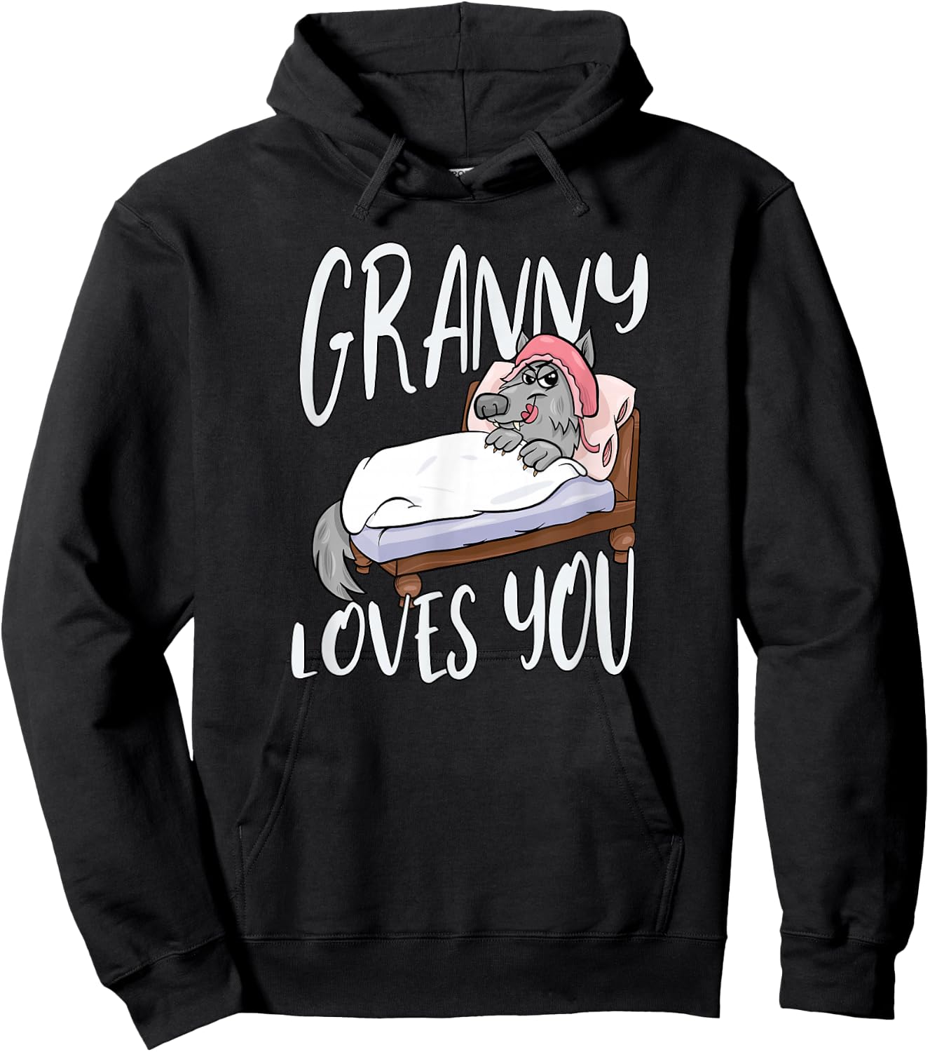 Granny Loves You Bad Grandma Wolf In Disguise Hoodie - Hoodie | Black