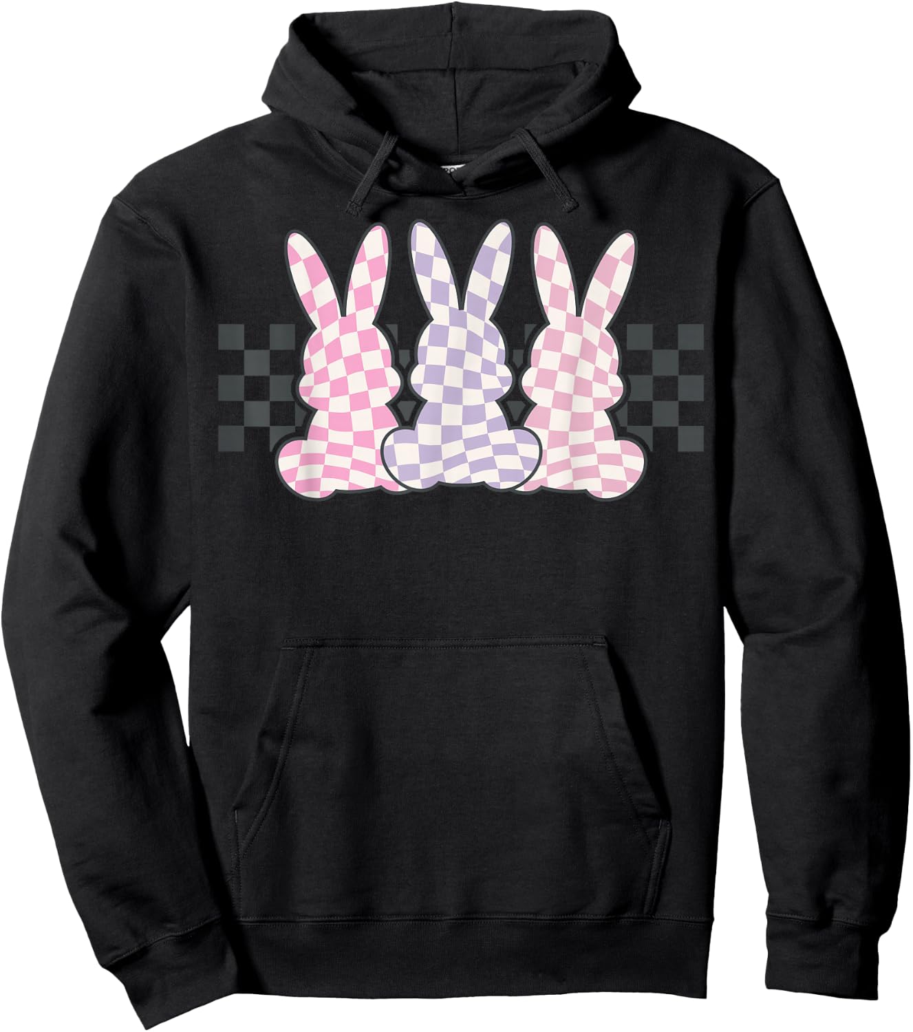 Checkerboard Easter Bunny for Tween Boys Girls Teens Hoodie - Hoodie | Black