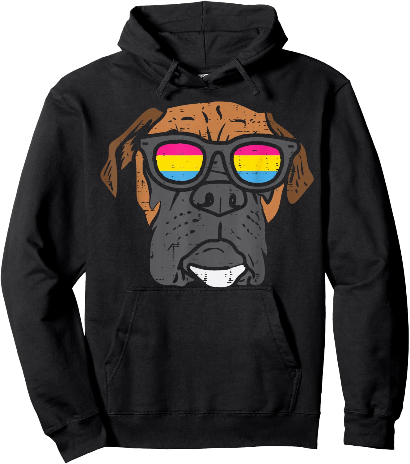 Boxer Dog Pansexual Sunglasses Cute Pan Pride Flag Men Women Hoodie - Hoodie | Black