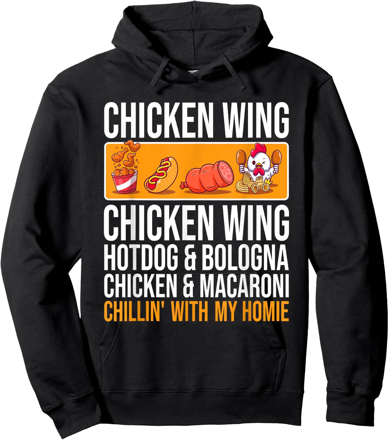Chicken Wing Chicken Wing Hot Dog and Bologna Women Kids Hoodie - Hoodie | Black