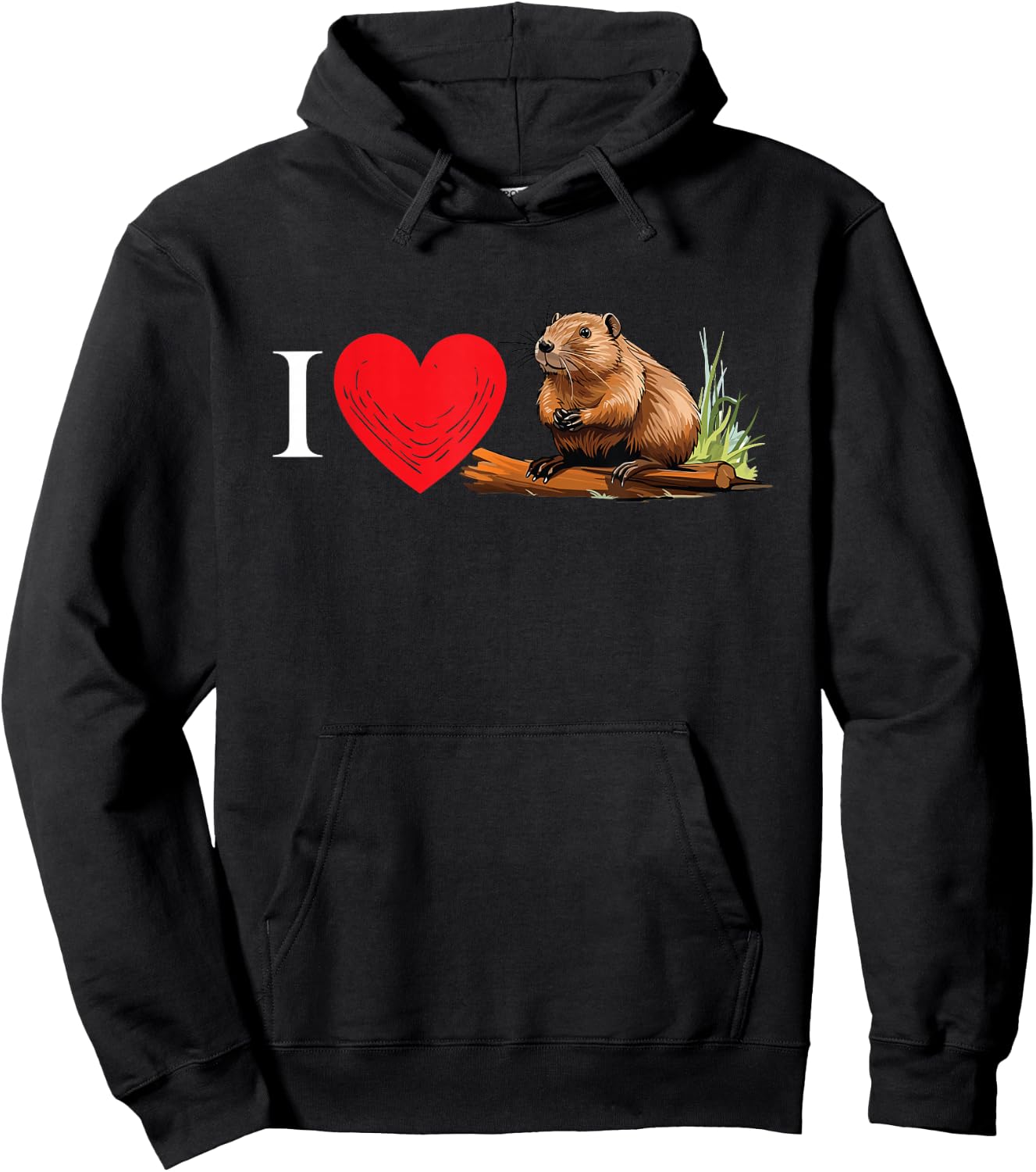 Beaver Funny Bobr I Love Beaver Animal Meme Hoodie - Hoodie | Black