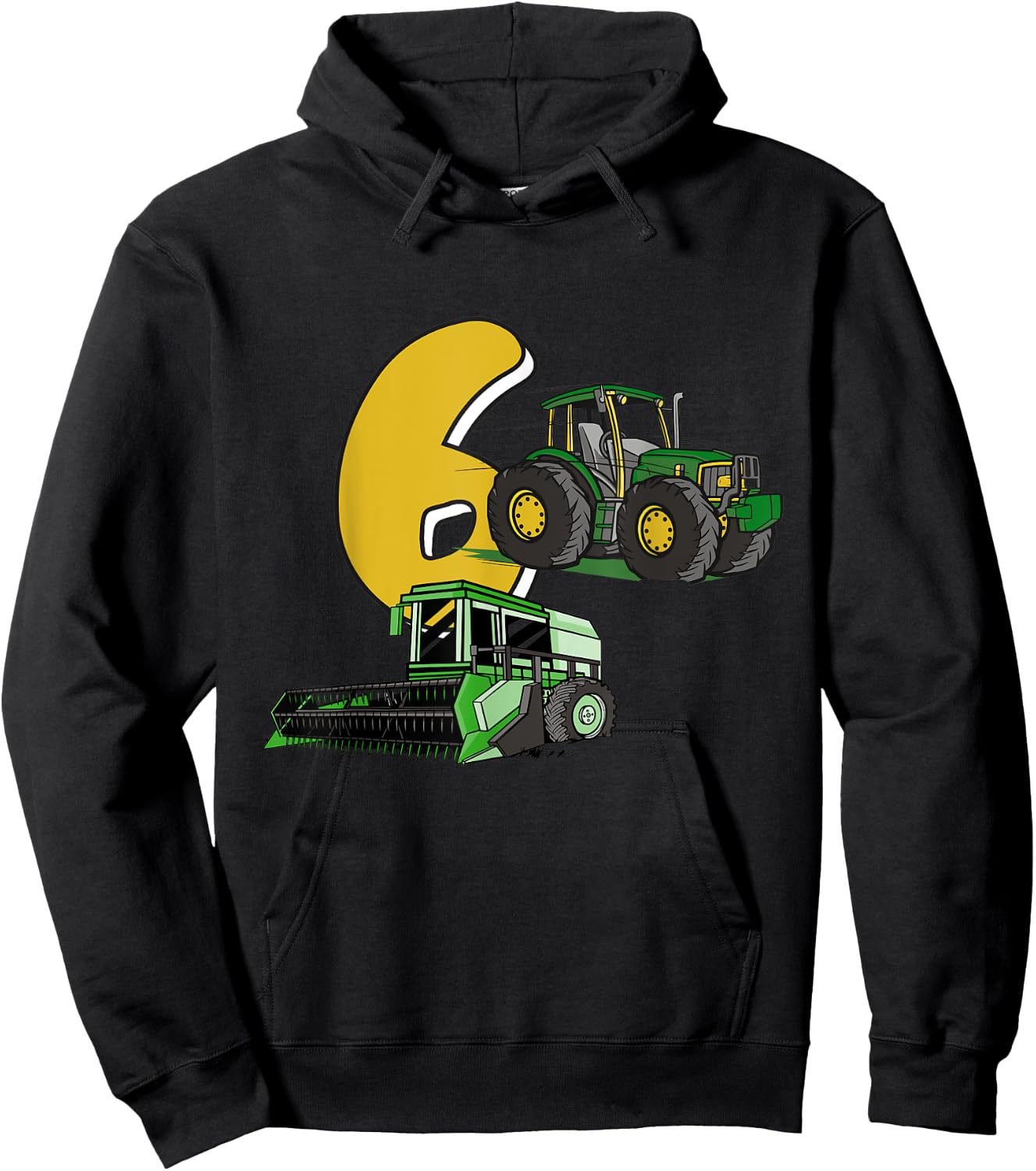 6. Geburtstag Junge, Traktor & Mähdrescher Motiv, Kinder Hoodie - Hoodie | Black