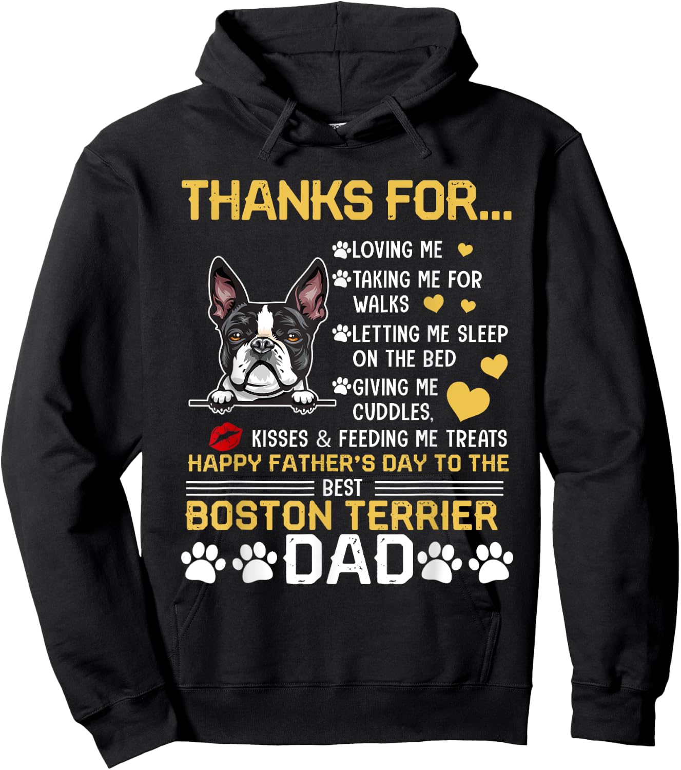 Best Boston Terrier Dog Dad Lover Happy Father's Day Hoodie - Hoodie | Black