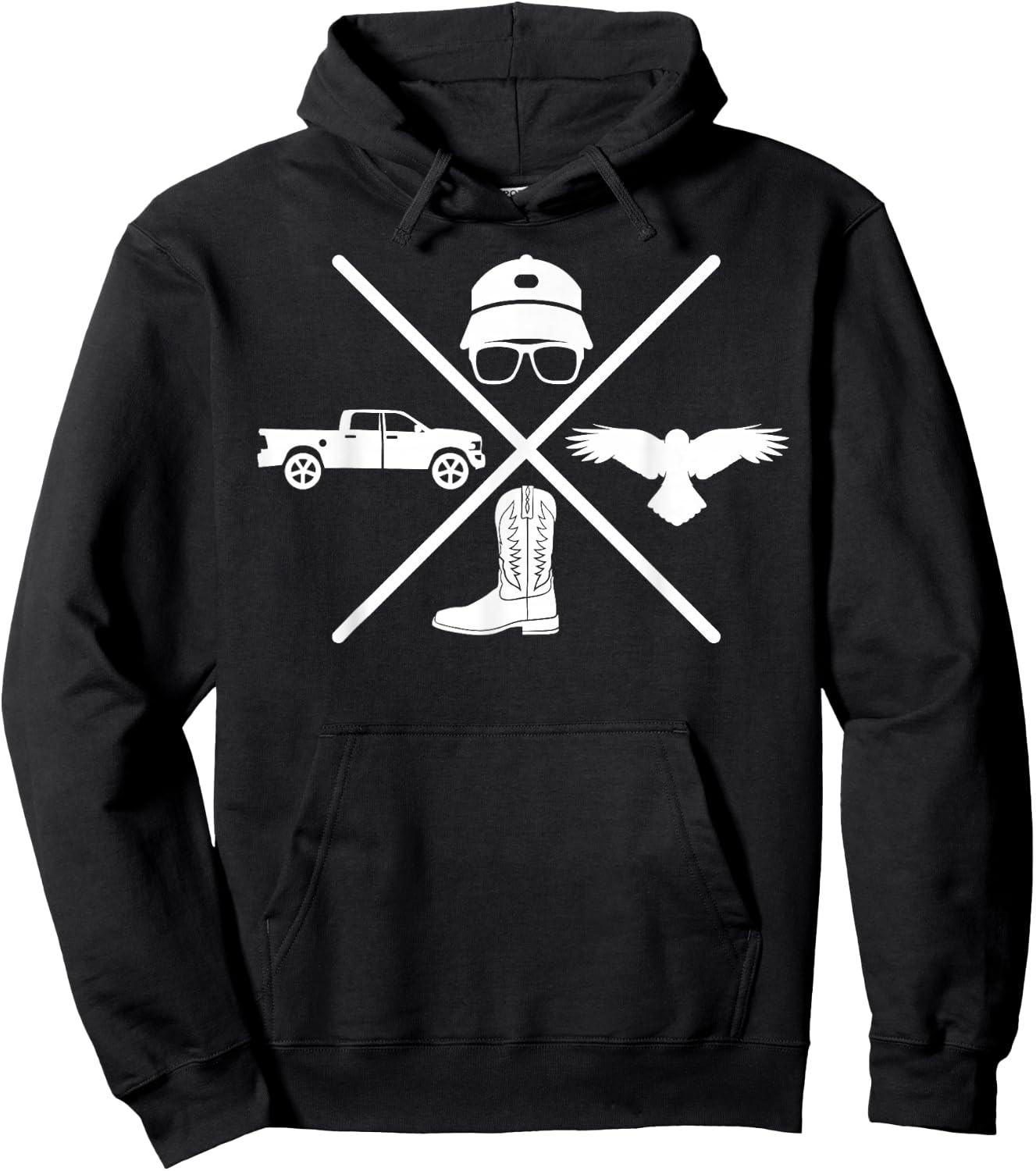 Funny Hat Truck Cowboy Boots For Country Rock Lovers Hoodie - Hoodie | Black