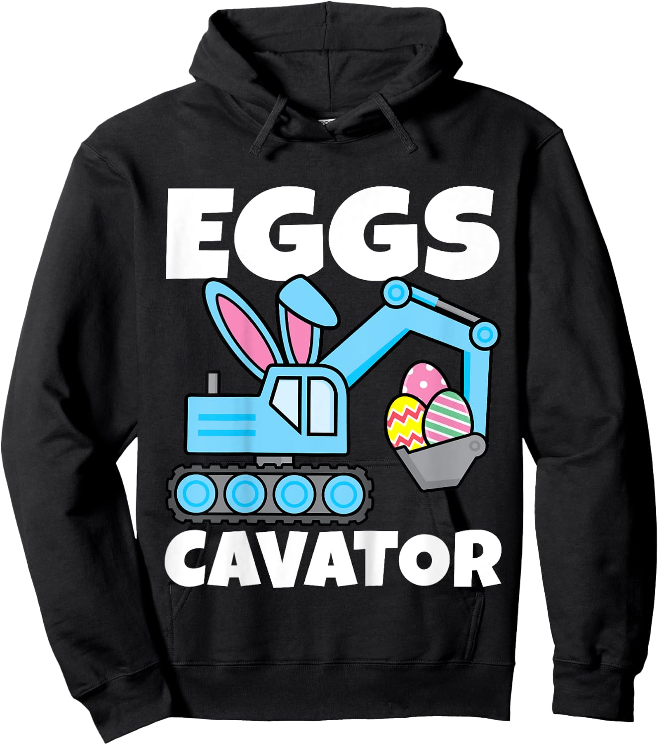 Kids Boys Easter Eggs Cavator Bunny Excavator Toddler Eggscavator Hoodie - Hoodie | Black