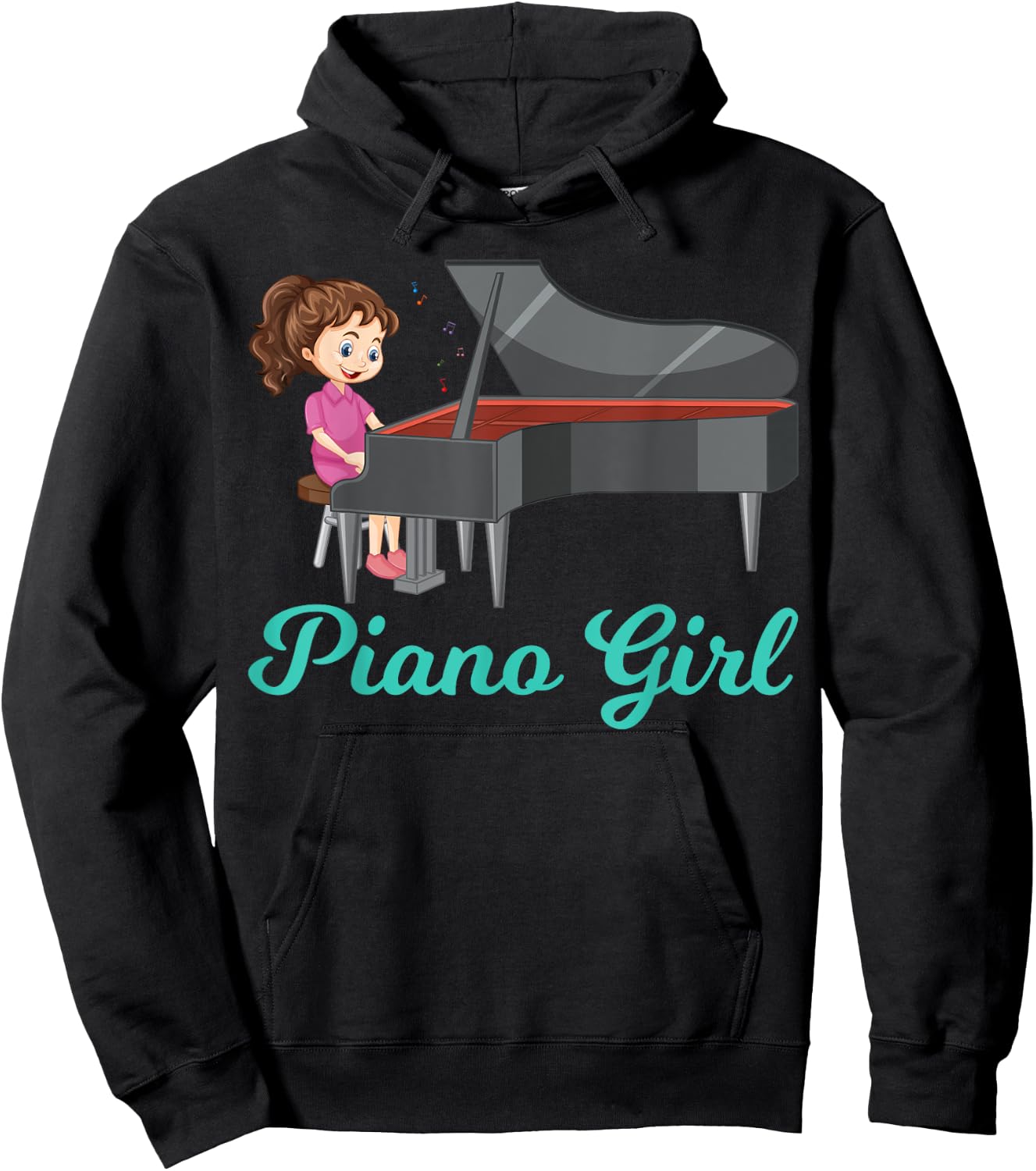 Girl Playing Piano Music Music Notes Pianist Piano Girl Hoodie - Hoodie | Black