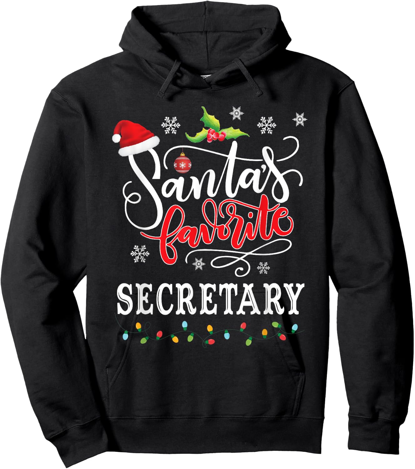 Santa's Favorite Secretary Funny Christmas Xmas Hat Hoodie - Hoodie | Black