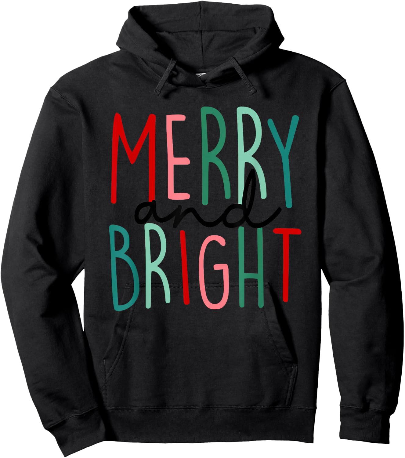 Merry And Bright Christmas Women Girls Kids Toddlers Cute Hoodie - Hoodie | Black