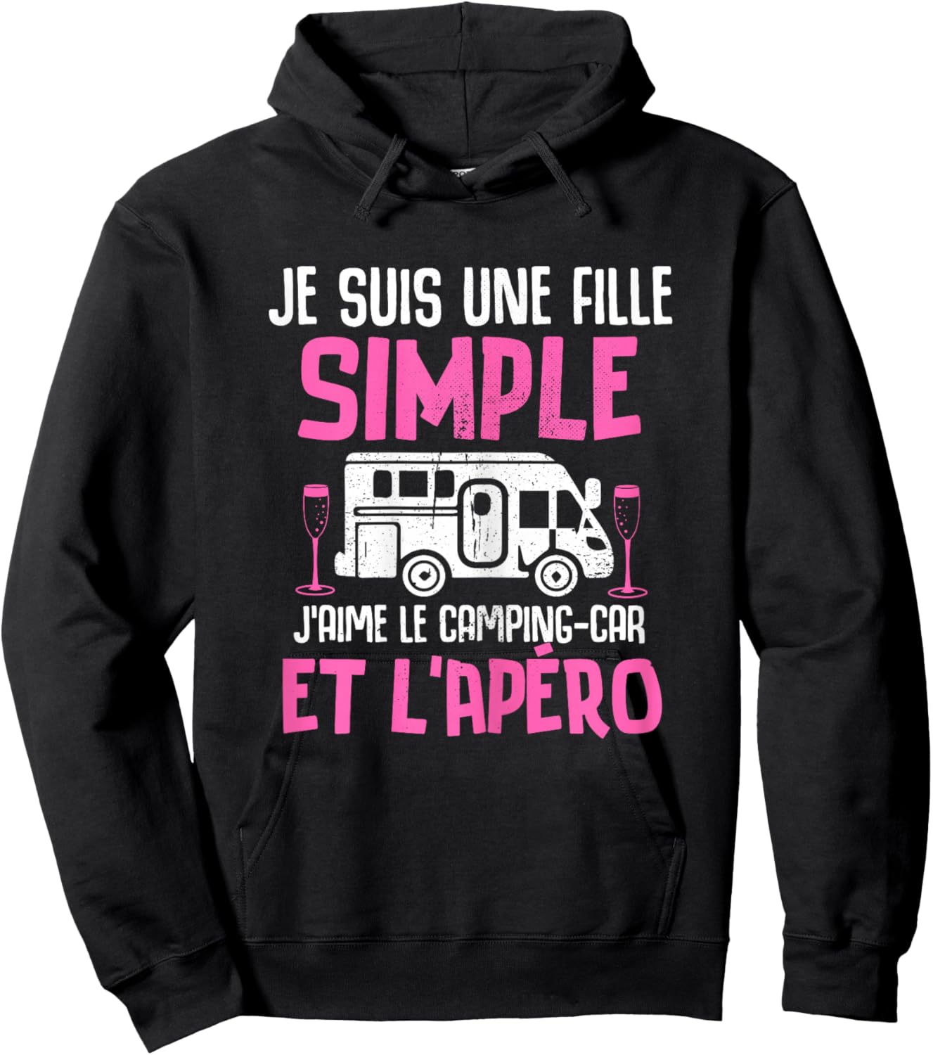 Simple Girl I Love the Camper Aperitif Woman Camper , Black Hoodie - Hoodie | Black