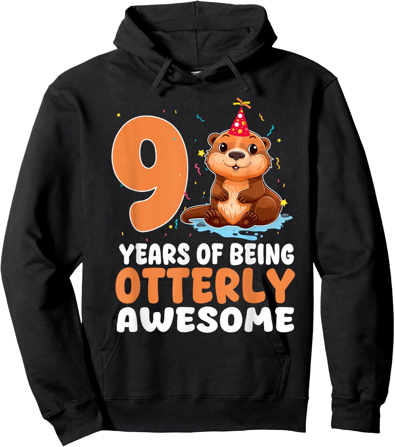 9 Years Of Being Otterly Awesome 9th Birthday Otter Themed Hoodie - Hoodie | Black