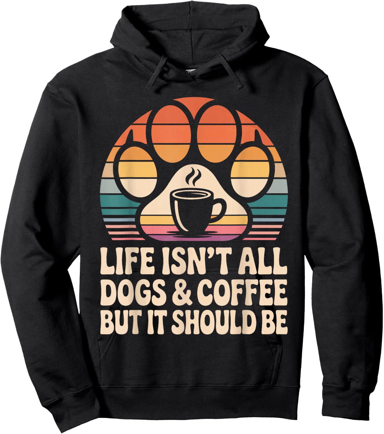 Dogs and Coffee Funny Dog Sitting Hoodie - Hoodie | Black