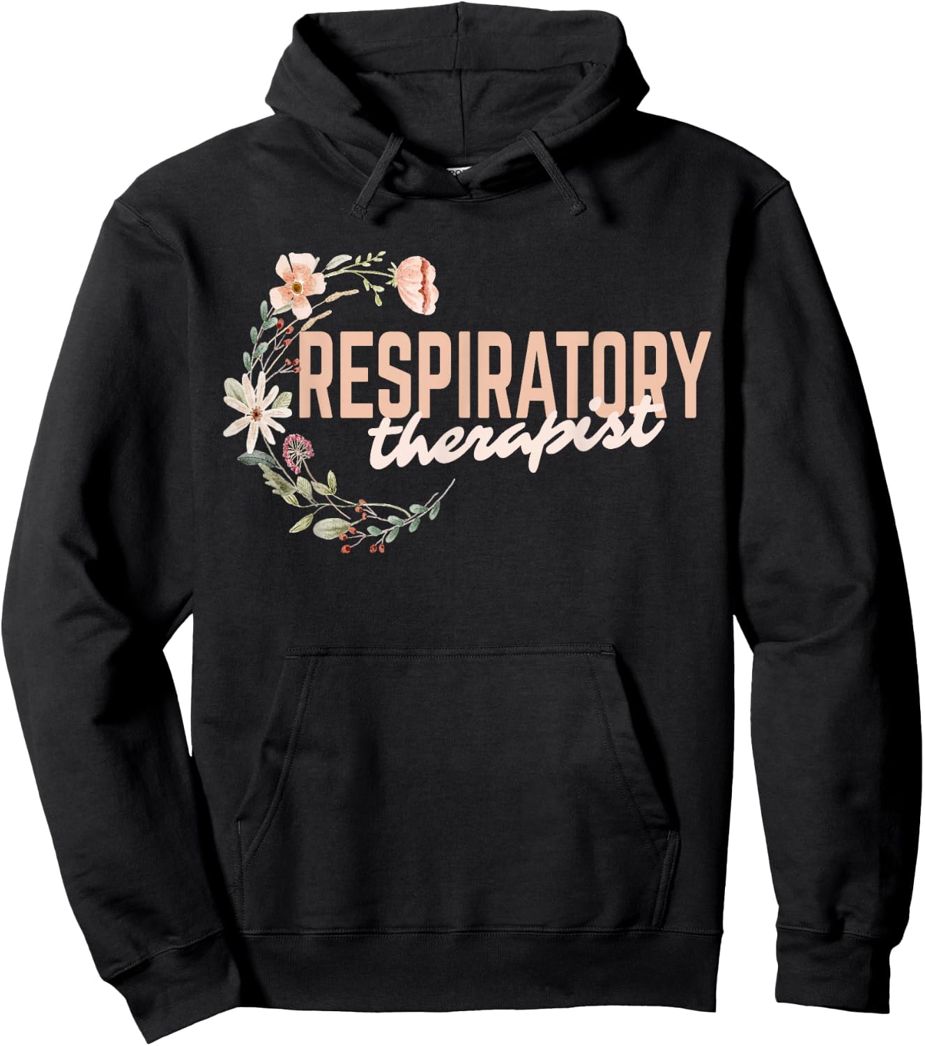 Respiratory Therapist Wildflower Floral Respiratory Therapy Hoodie - Hoodie | Black