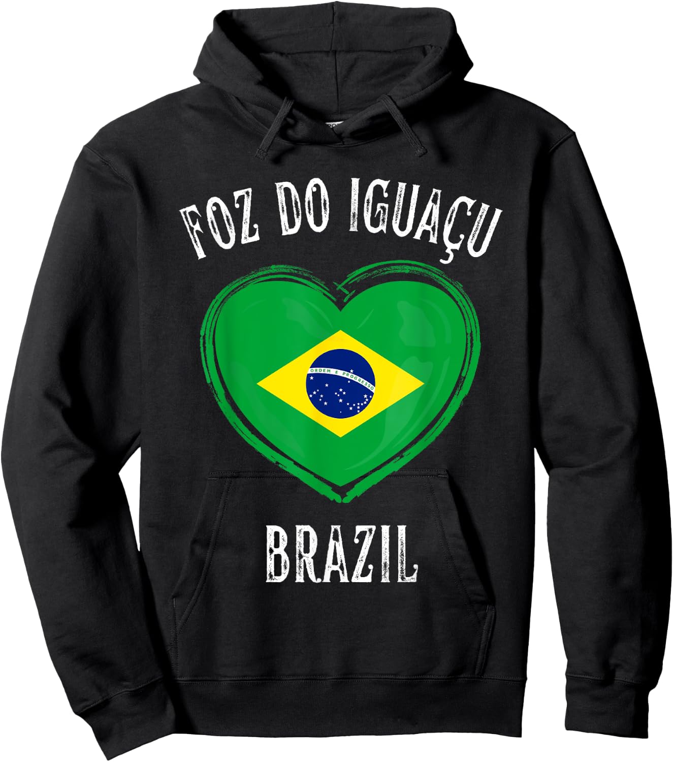 Brazil Flag Heart Foz Do Iguacu City Hoodie - Hoodie | Black