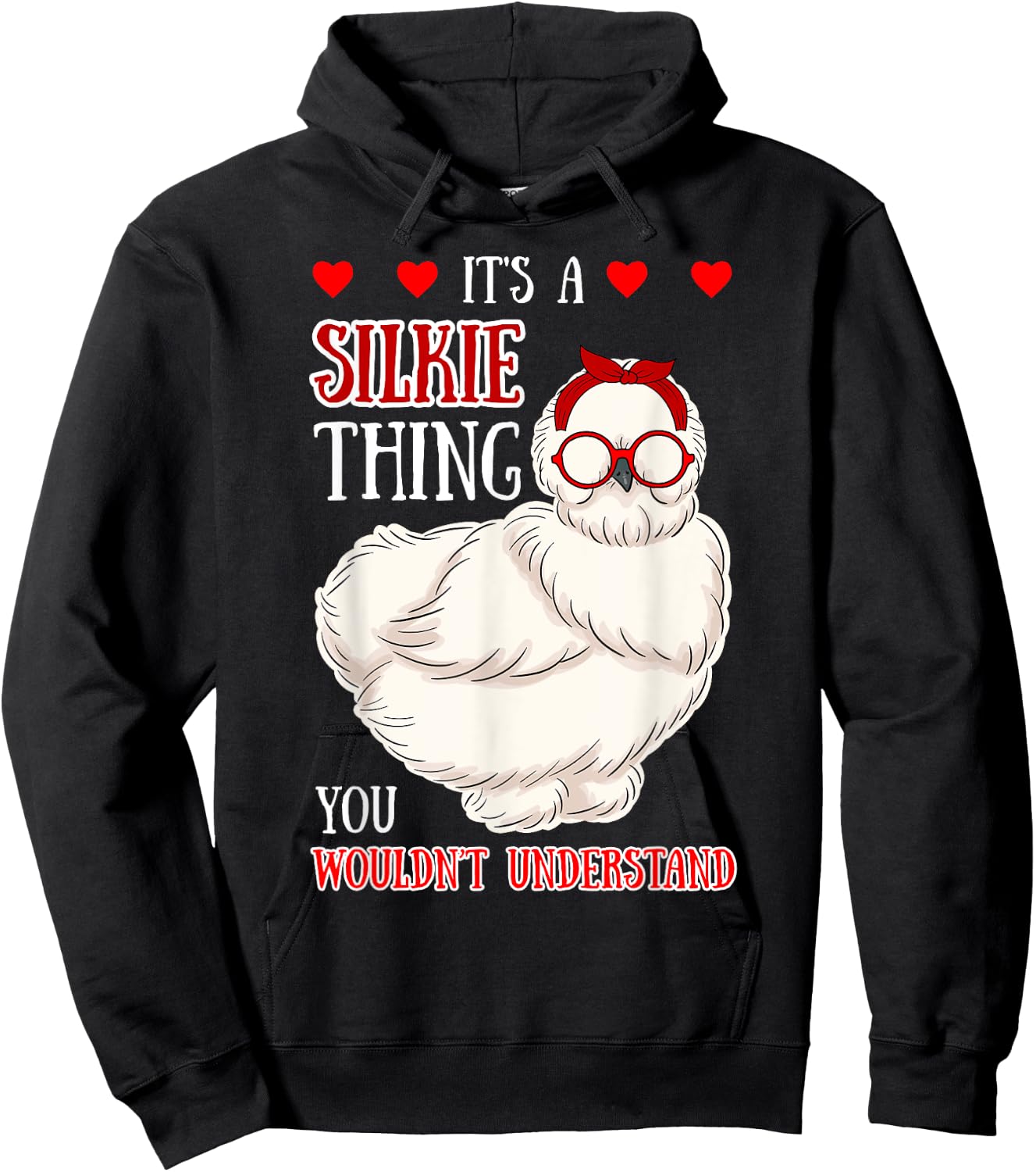 Silkie Chicken Breeder Bantam Silky Headband Poultry Farmer Hoodie - Hoodie | Black