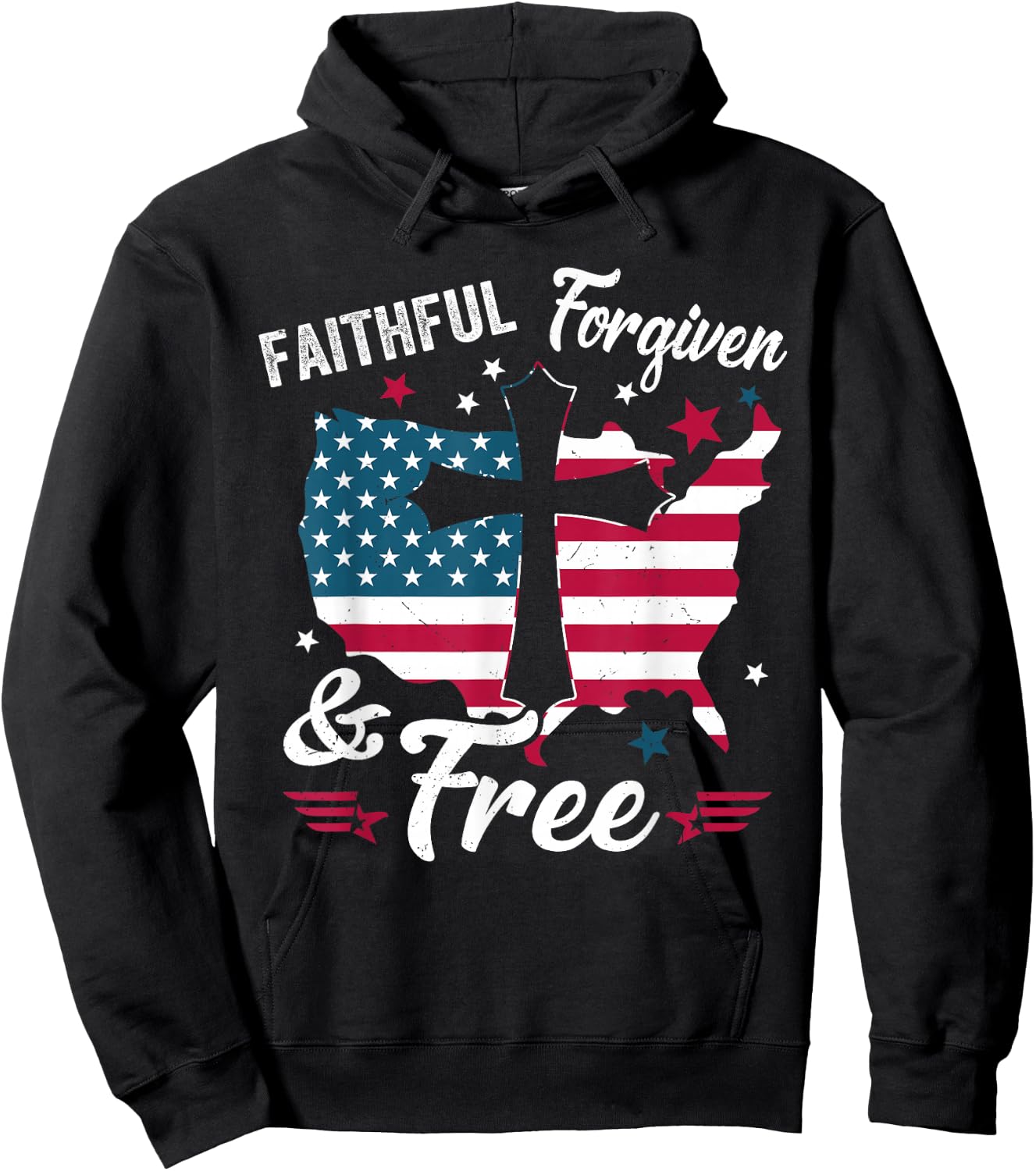 Faithful Forgiven Free Patriotic Christian 4th of July Women Hoodie - Hoodie | Black