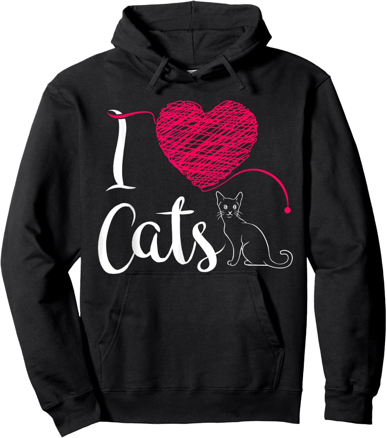I Love Cats & Kittens - Cat Lover Gift Women Kids Hoodie - Hoodie | Black