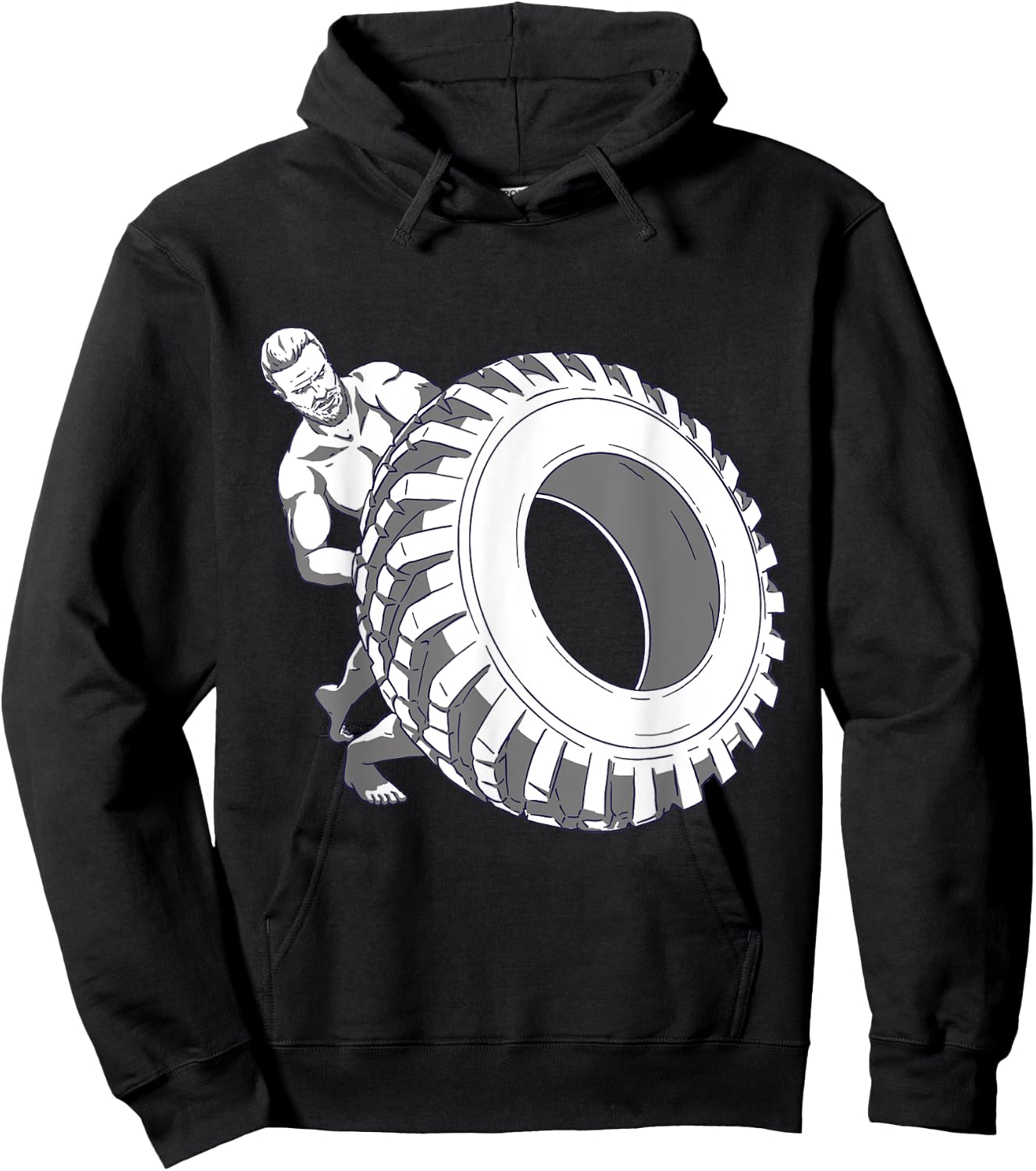 Man With Tyres For Strength Sports Hoodie - Hoodie | Black