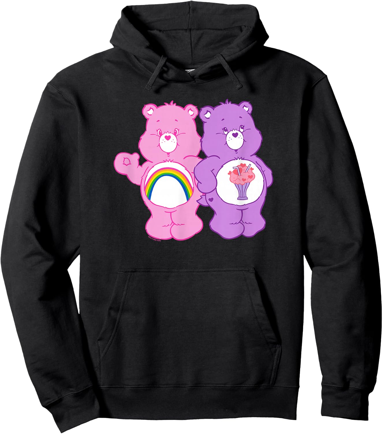 Care Bears Cheer Bear & Share Bear Best Friends Pink Duo , Black, S Hoodie - Hoodie | Black
