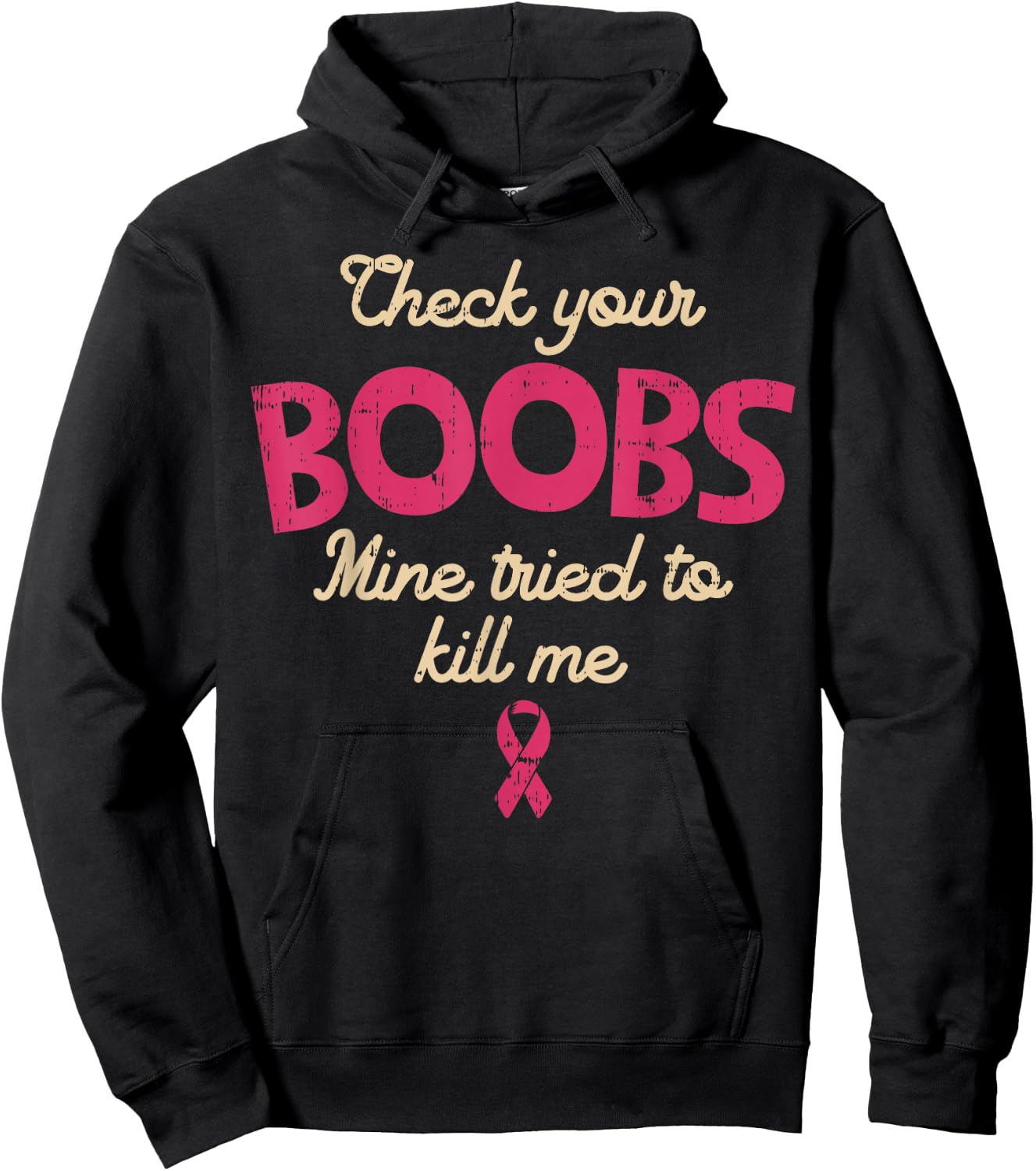 Breast Cancer Awareness Check Your Boobs Survivor Gift Hoodie - Hoodie | Black