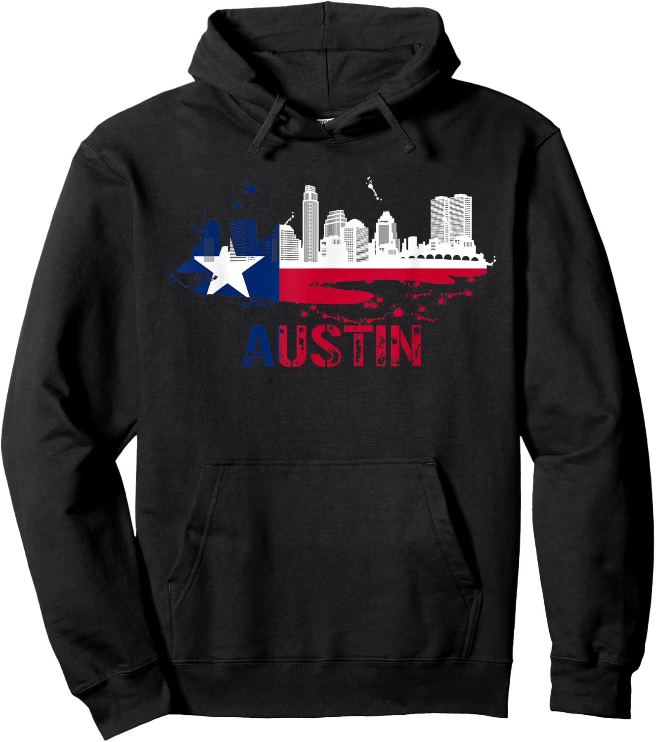 Texas State Flag - Austin Skyline - Austin Texas Skyline Hoodie - Hoodie | Black