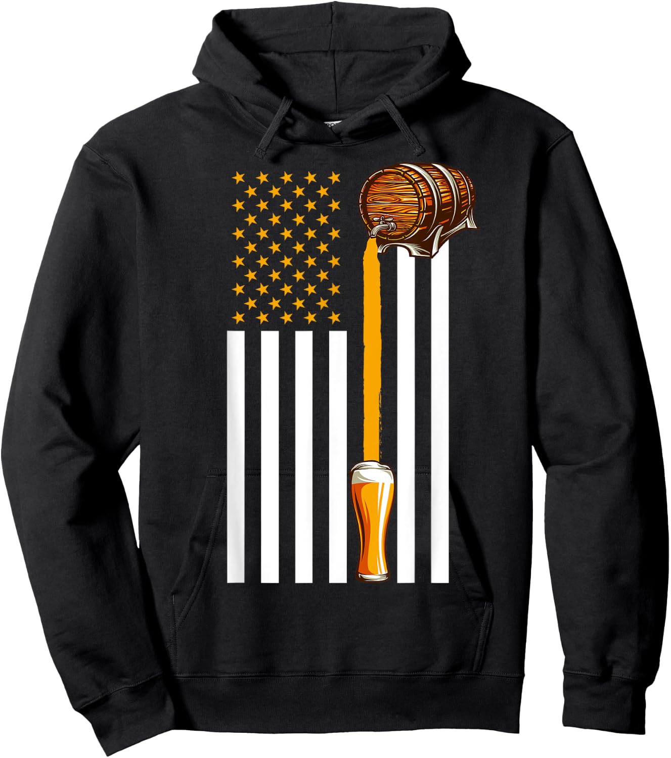 Funny Beer American Flag USA Patriotic 4th July Men Hoodie - Hoodie | Black
