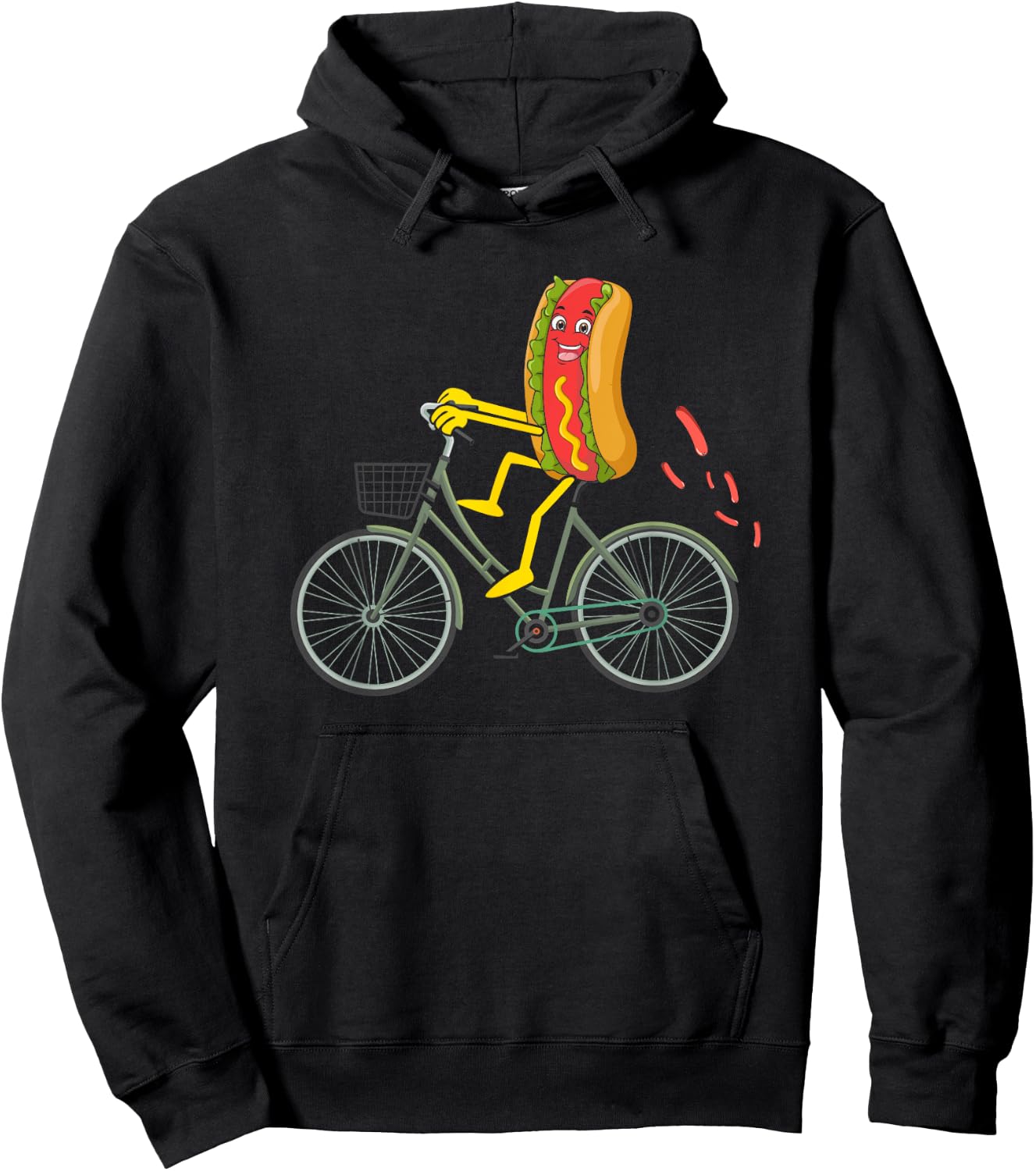 Hot Dog riding Bike Bicycle Cycling Cyclist Wiener Love Men Women Hoodie - Hoodie | Black