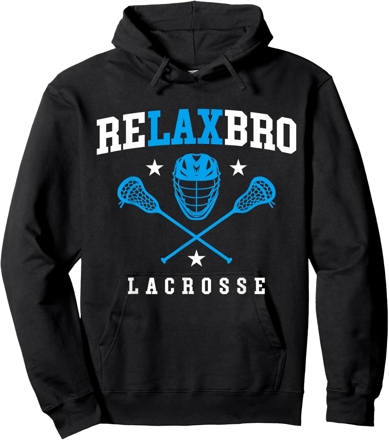 Relax Bro Funny Lacrosse Player Retro Style Kids Adult Hoodie - Hoodie | Black