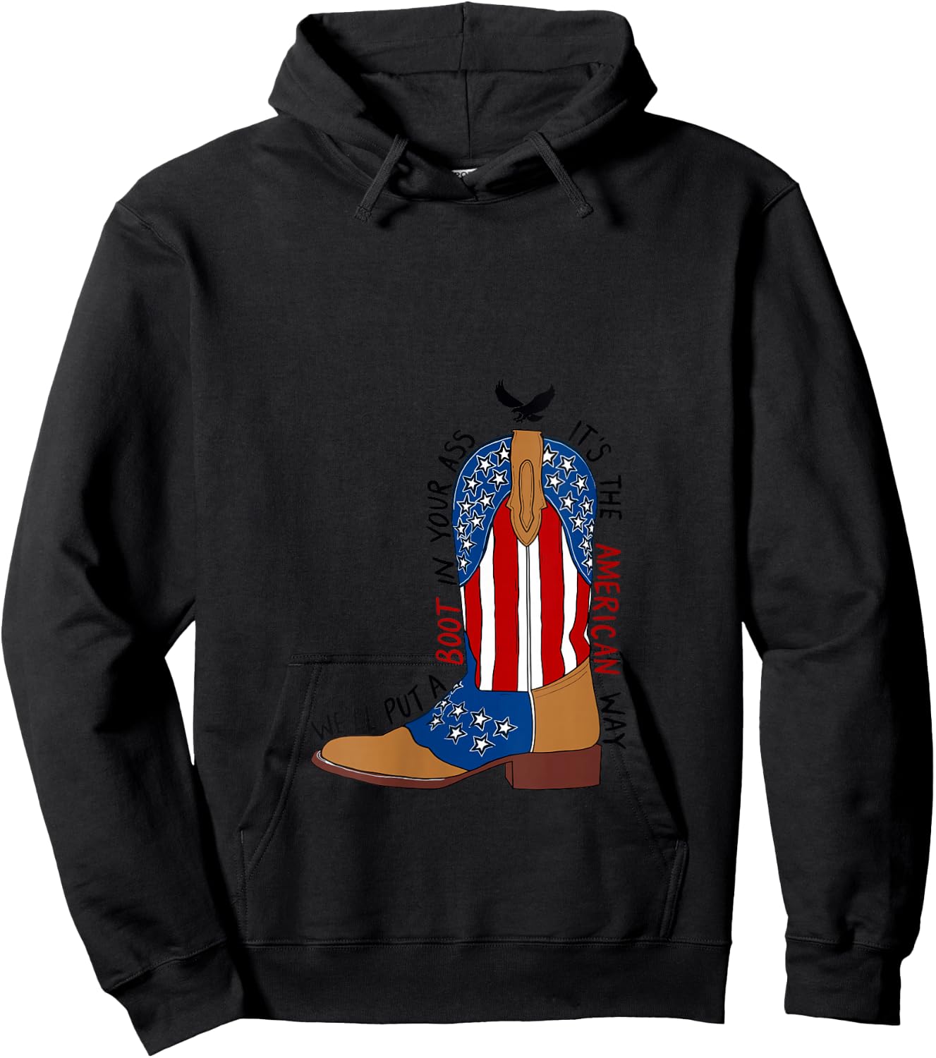 We'll Put A Boot In Your Ass Western Cowgirl 4th Of July V-Neck Hoodie - Hoodie | Black