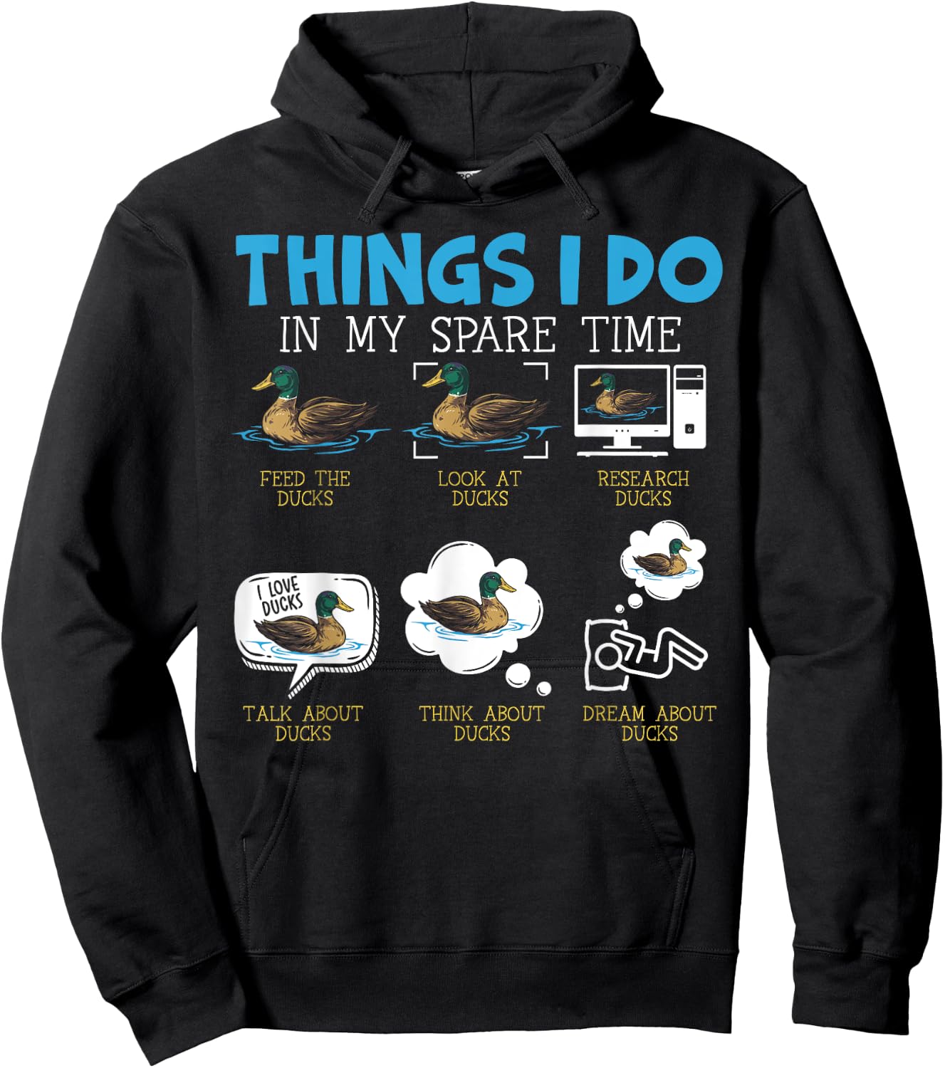 Things I Do In My Spare Time Ducks Duckling Duck Lover Bird Hoodie - Hoodie | Black