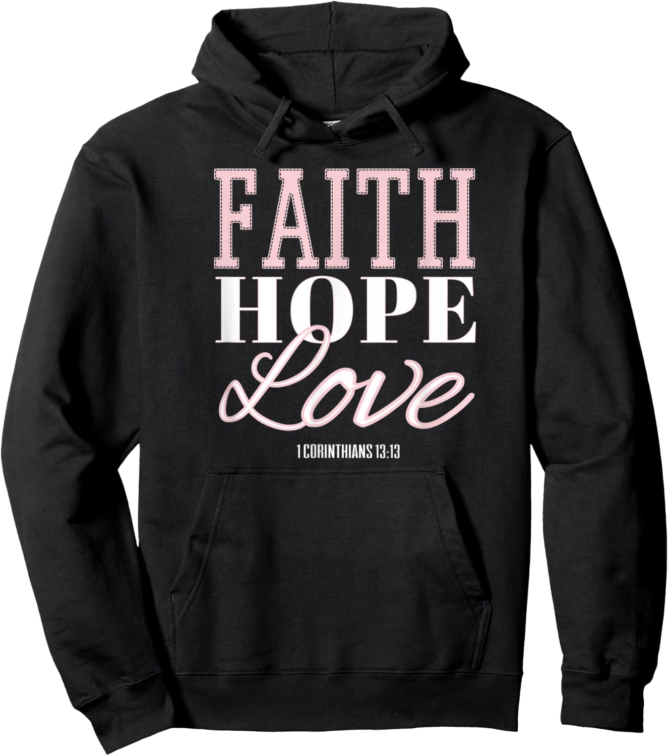 Faith Hope & Love Bible Verse Girls Christian Hoodie - Hoodie | Black