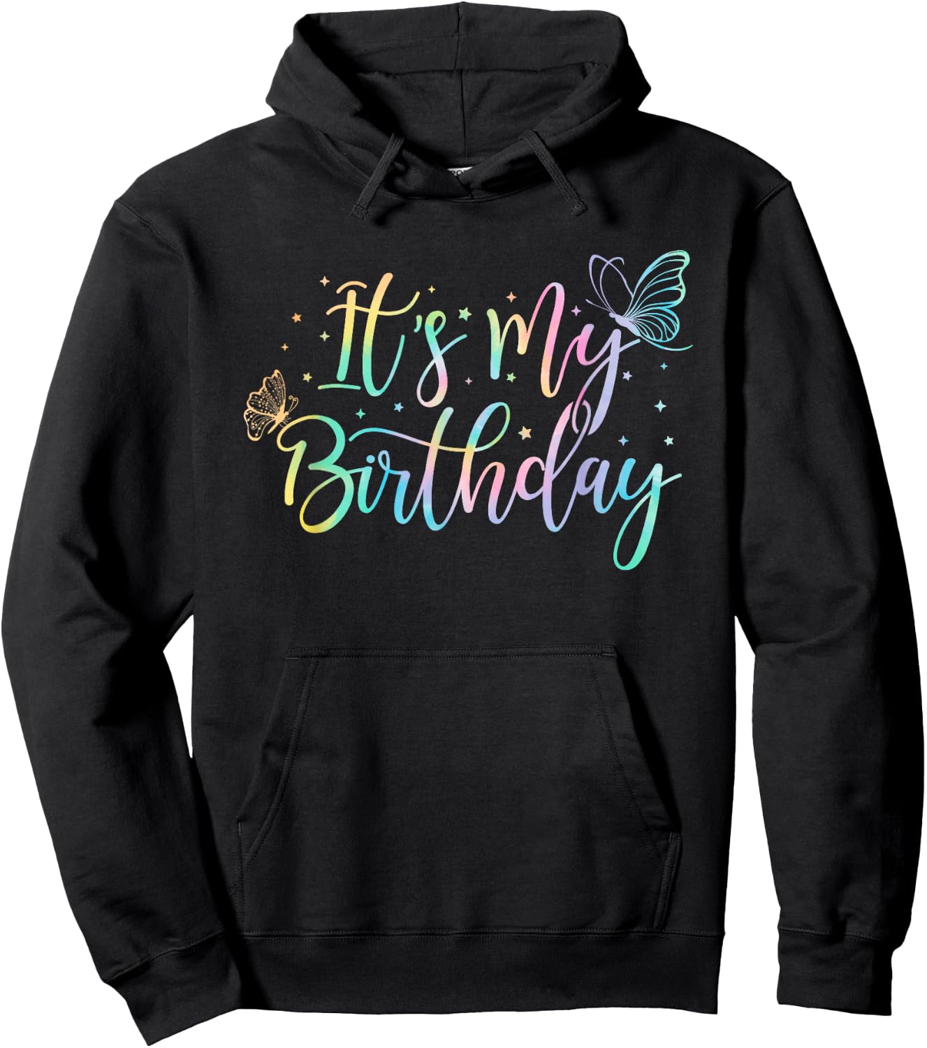 It's My Birthday Butterfly Tie Dye Birthday Party Women Girl Hoodie - Hoodie | Black