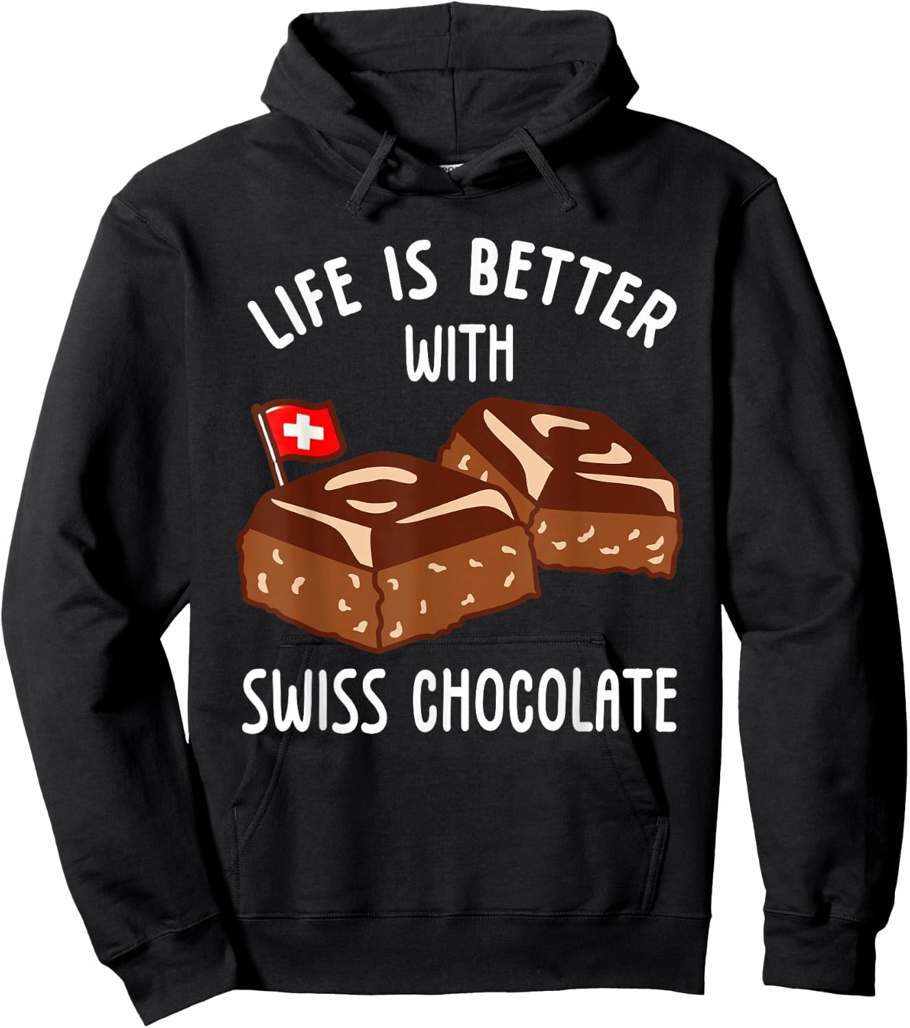 Life Is Better With Swiss Chocolate , Black, S Hoodie - Hoodie | Black