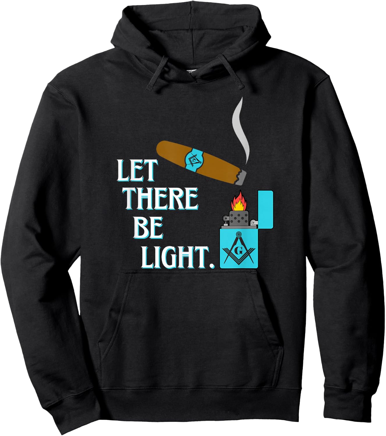 Let There Be Light Masonic Cigar Smoking Lounge Gear Hoodie - Hoodie | Black