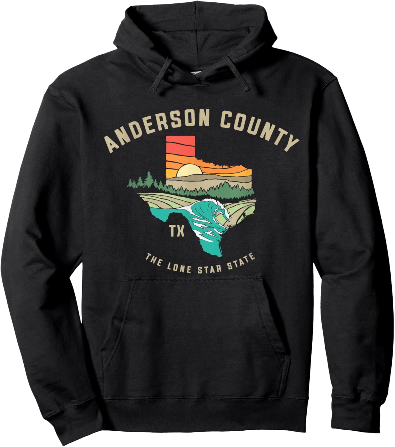 Anderson County Texas Outdoors Vintage Nature Design Hoodie - Hoodie | Black