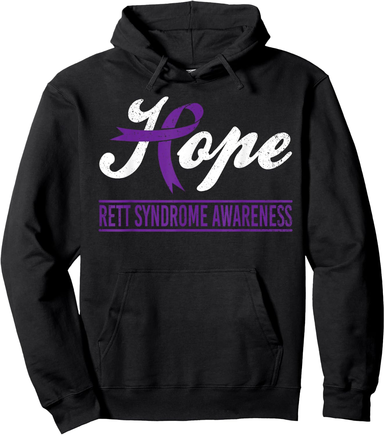 Hope Purple Ribbon Rett Syndrome Awareness Support Month Hoodie - Hoodie | Black