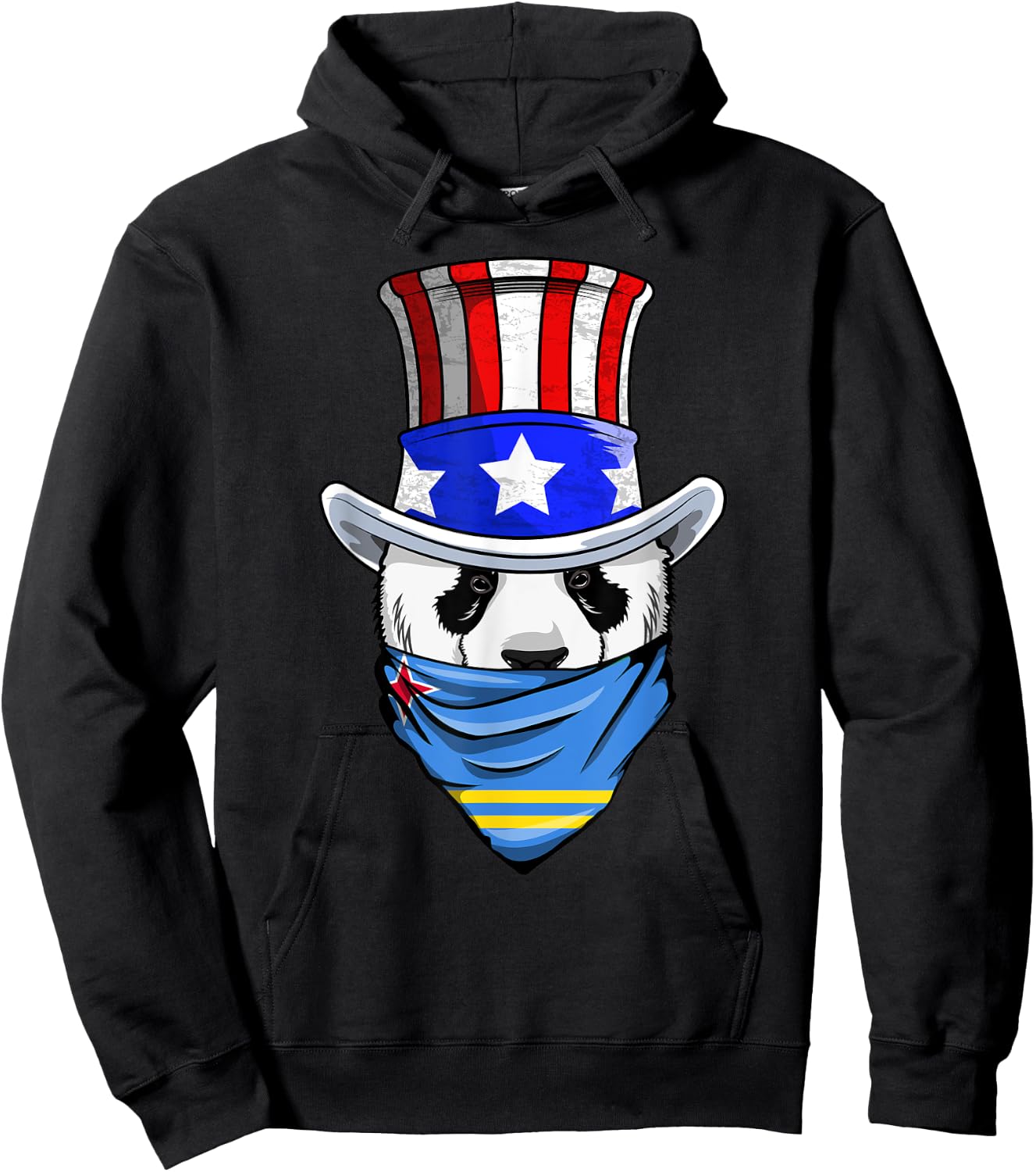 Aruban Panda Bear in Aruba Bandana Flag Hoodie - Hoodie | Black