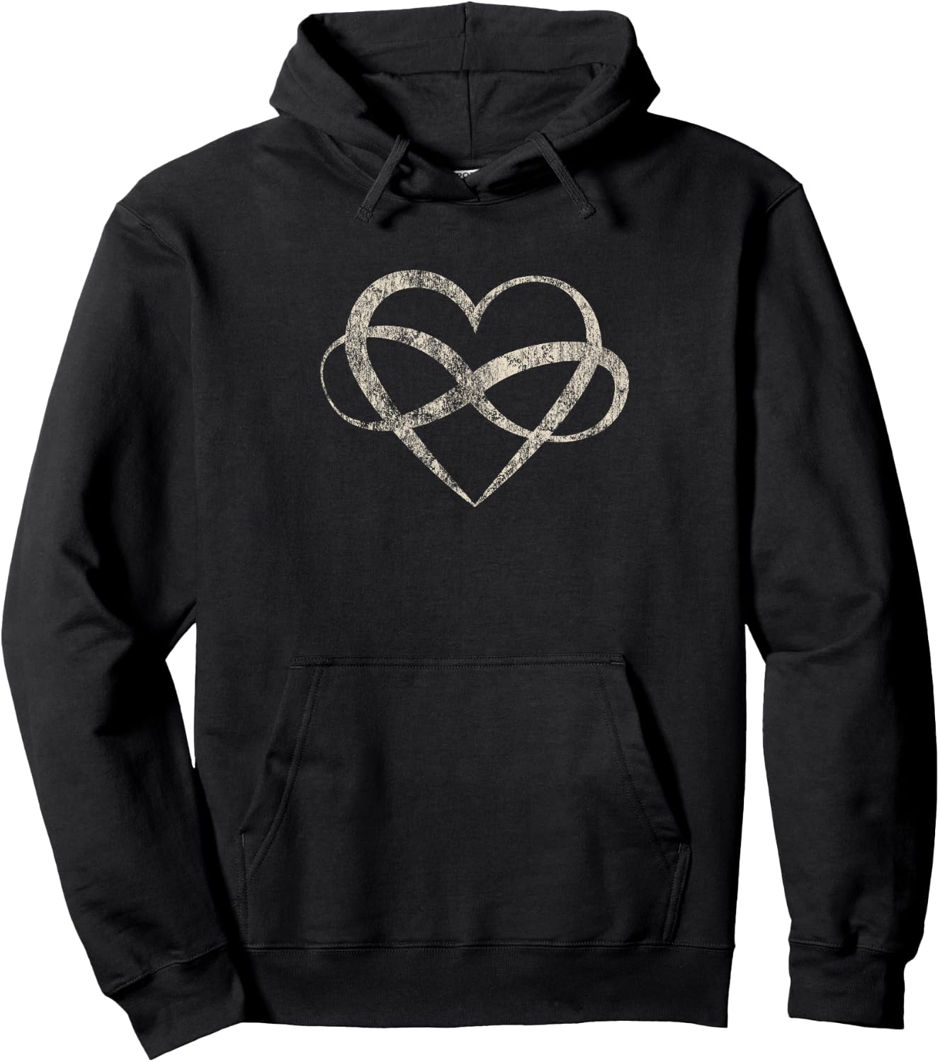 Infinite Love Infinity Heart Polyamory Vintage Aged T Shirt Hoodie - Hoodie | Black