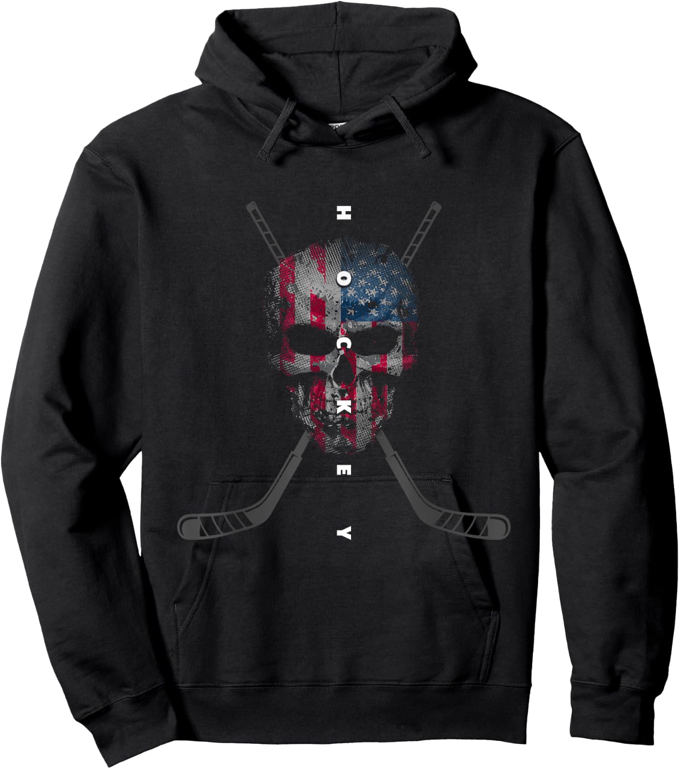 American Flag Skull Hockey Apparel - Hockey Kids Men Hoodie - Hoodie | Black