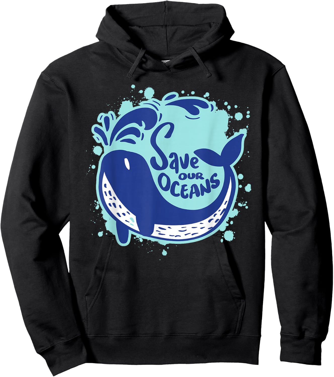 55th Anniversary Earth Day 2025 Save Our Oceans Blue Whale Hoodie - Hoodie | Black