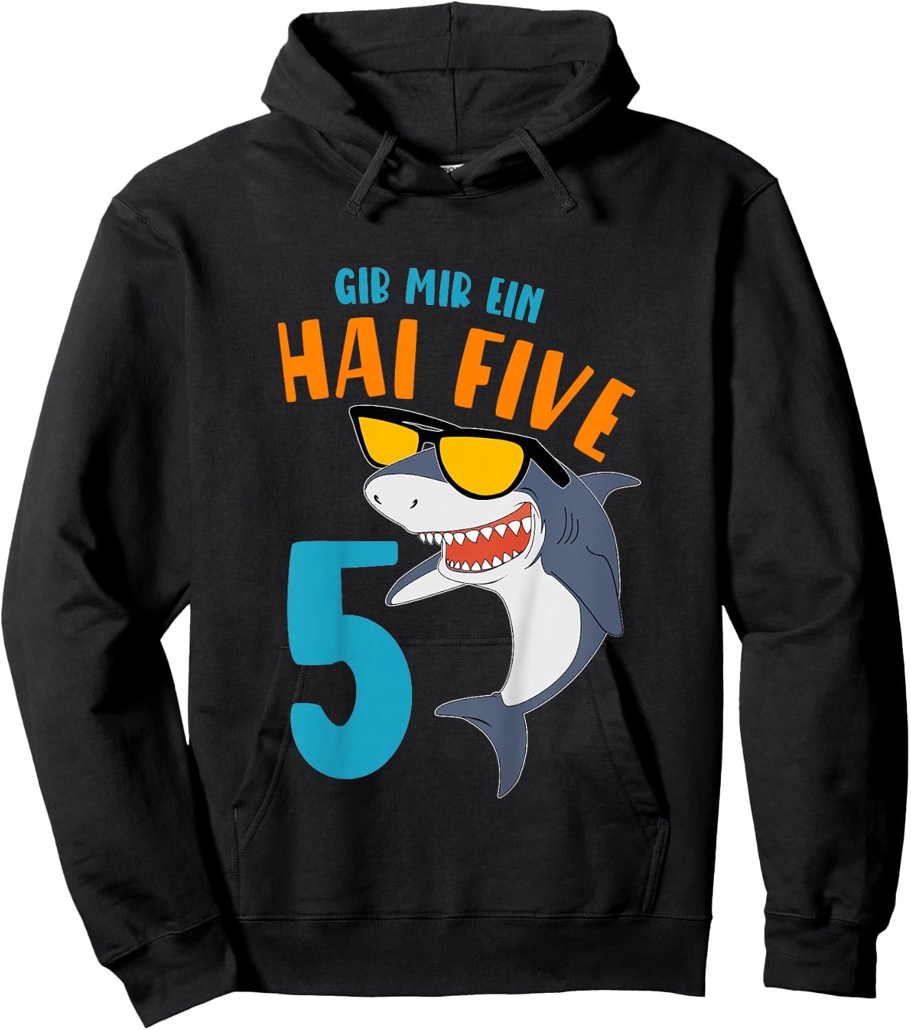 Children's Birthday Shirt 5 Years Gib mir Hai Five Boy 5th Birthday , black Hoodie - Hoodie | Black