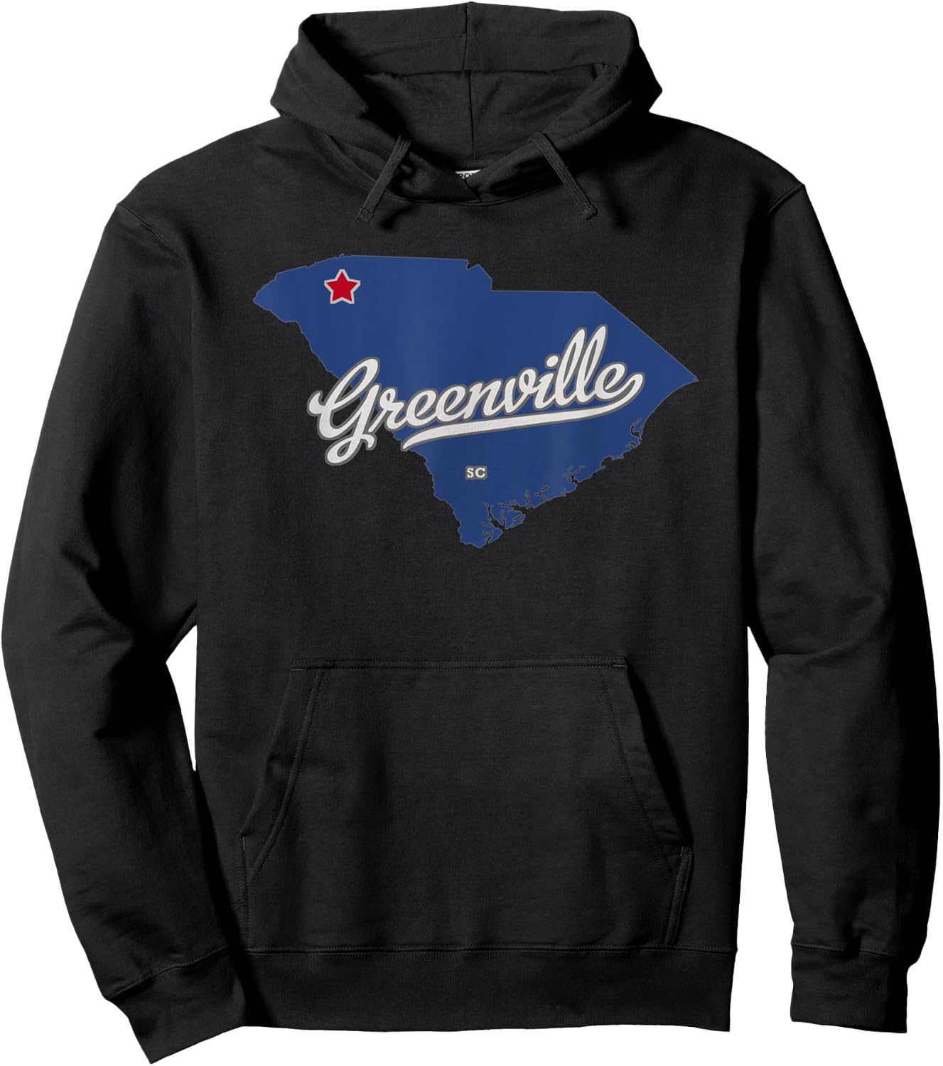 Greenville South Carolina SC Map Hoodie - Hoodie | Black