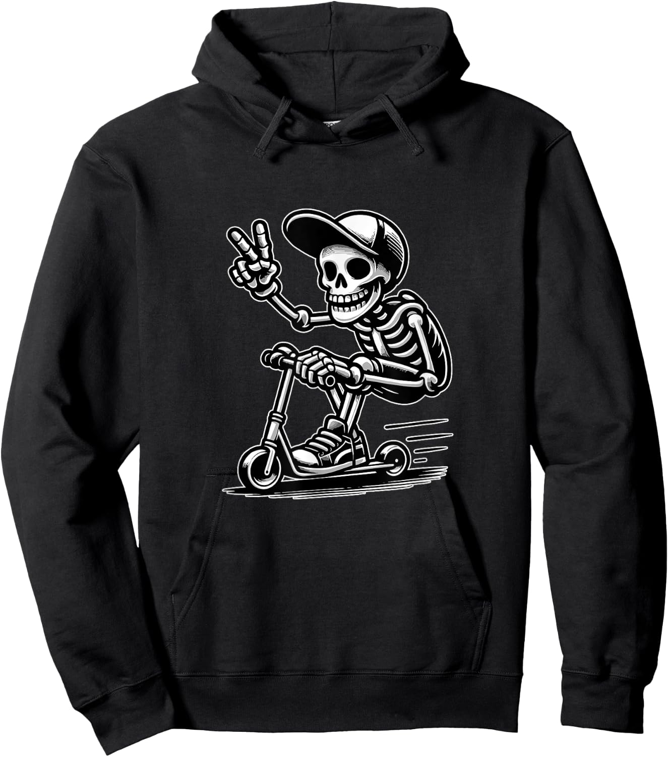 Funny Peace Skeleton Scooter Rider Scooter Stunt Boy Hoodie - Hoodie | Black