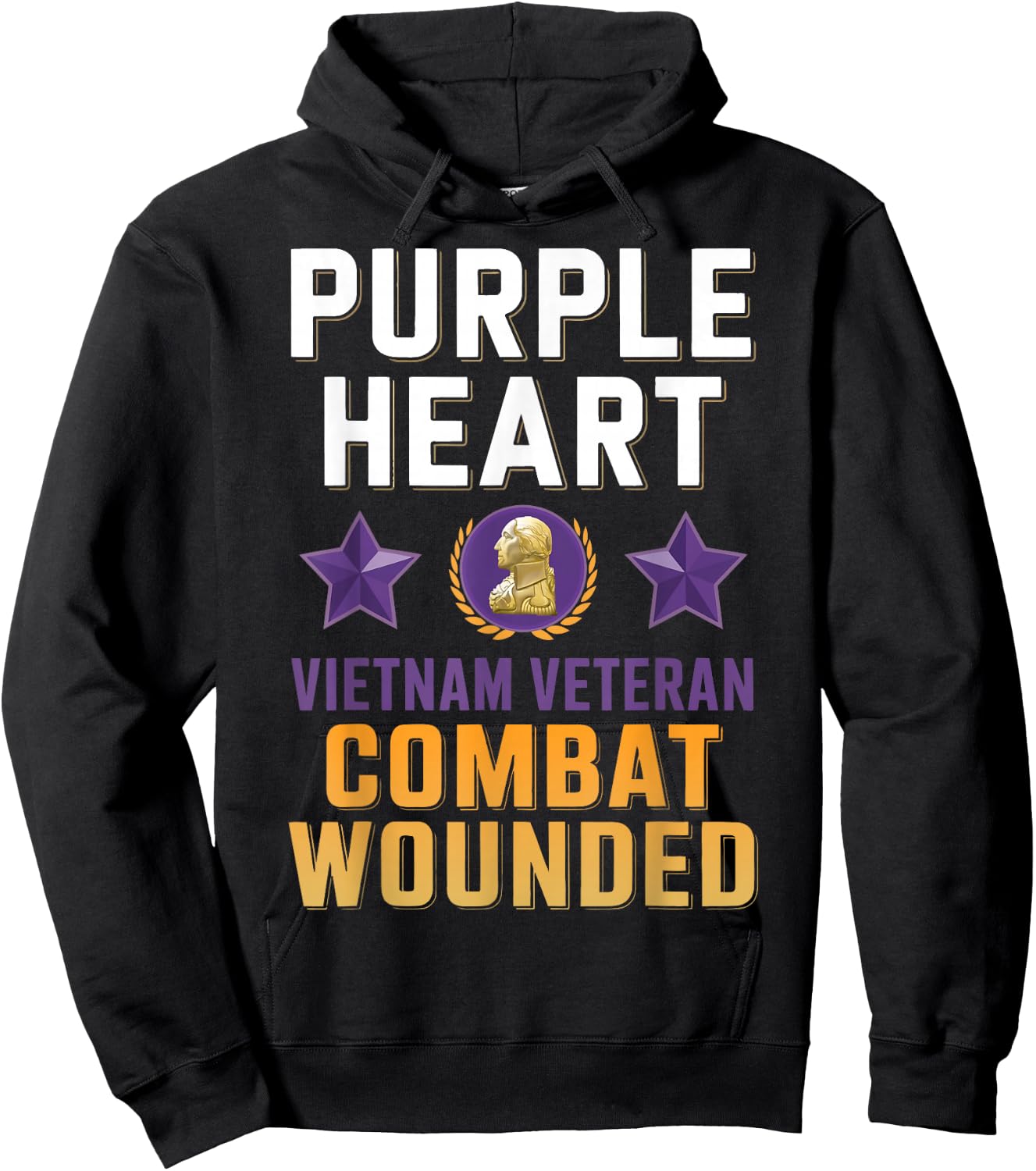 Purple Heart Vietnam Veteran Combat Wounded Proud Patriotic Hoodie - Hoodie | Black